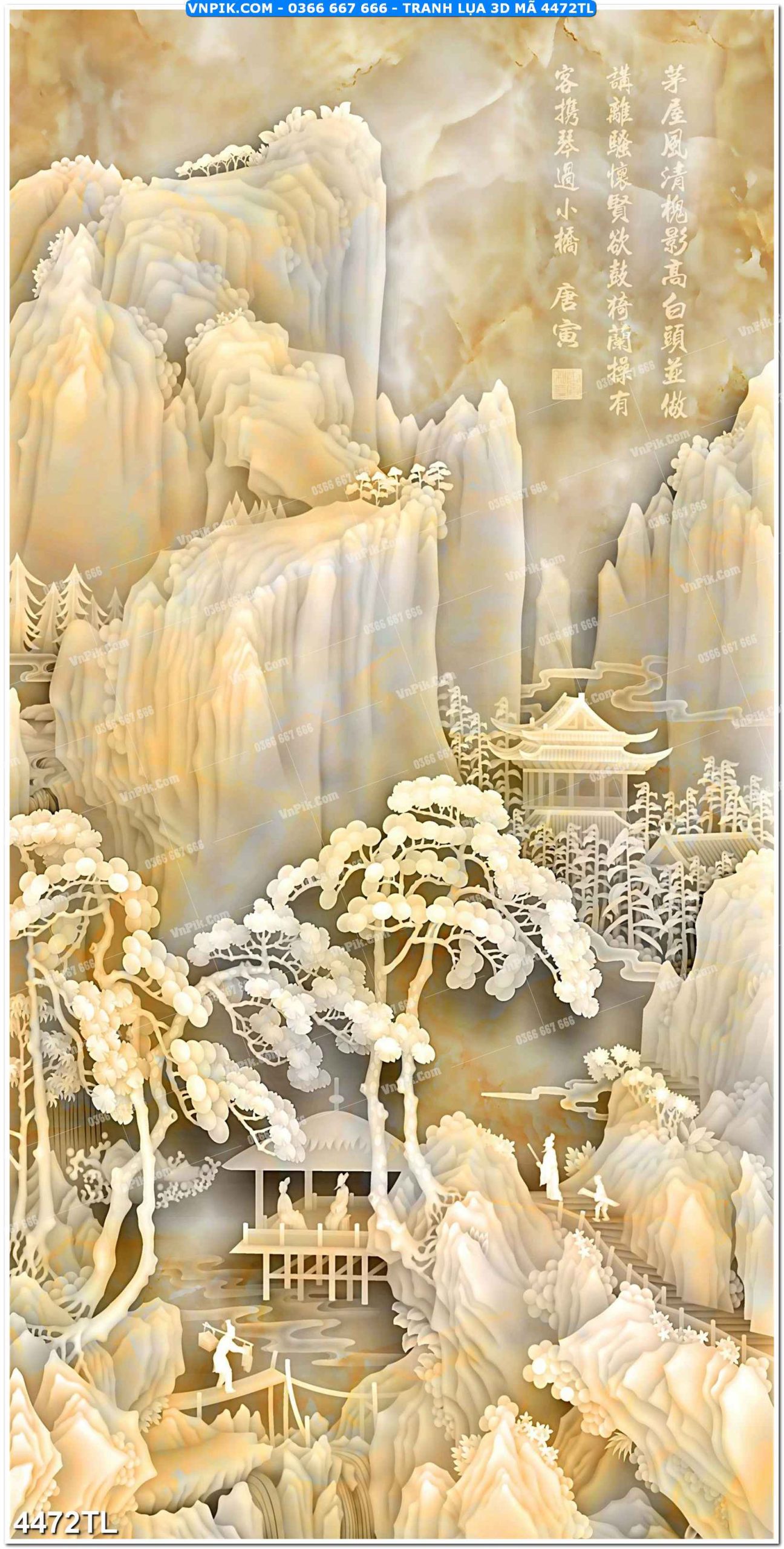 Tranh lụa 3D – Tranh trang trí dán tường 4472TL