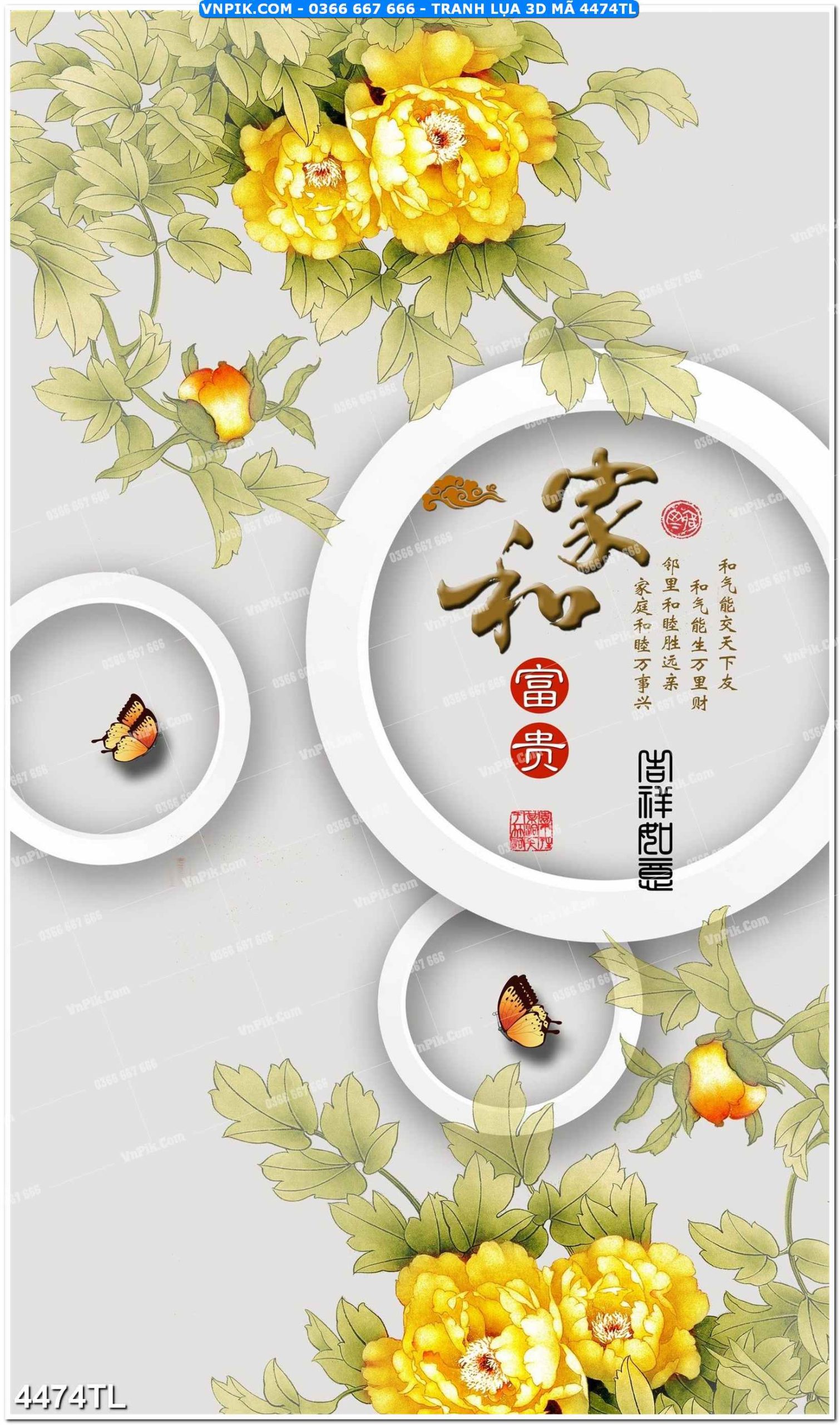 Tranh lụa 3D – Tranh trang trí dán tường 4474TL