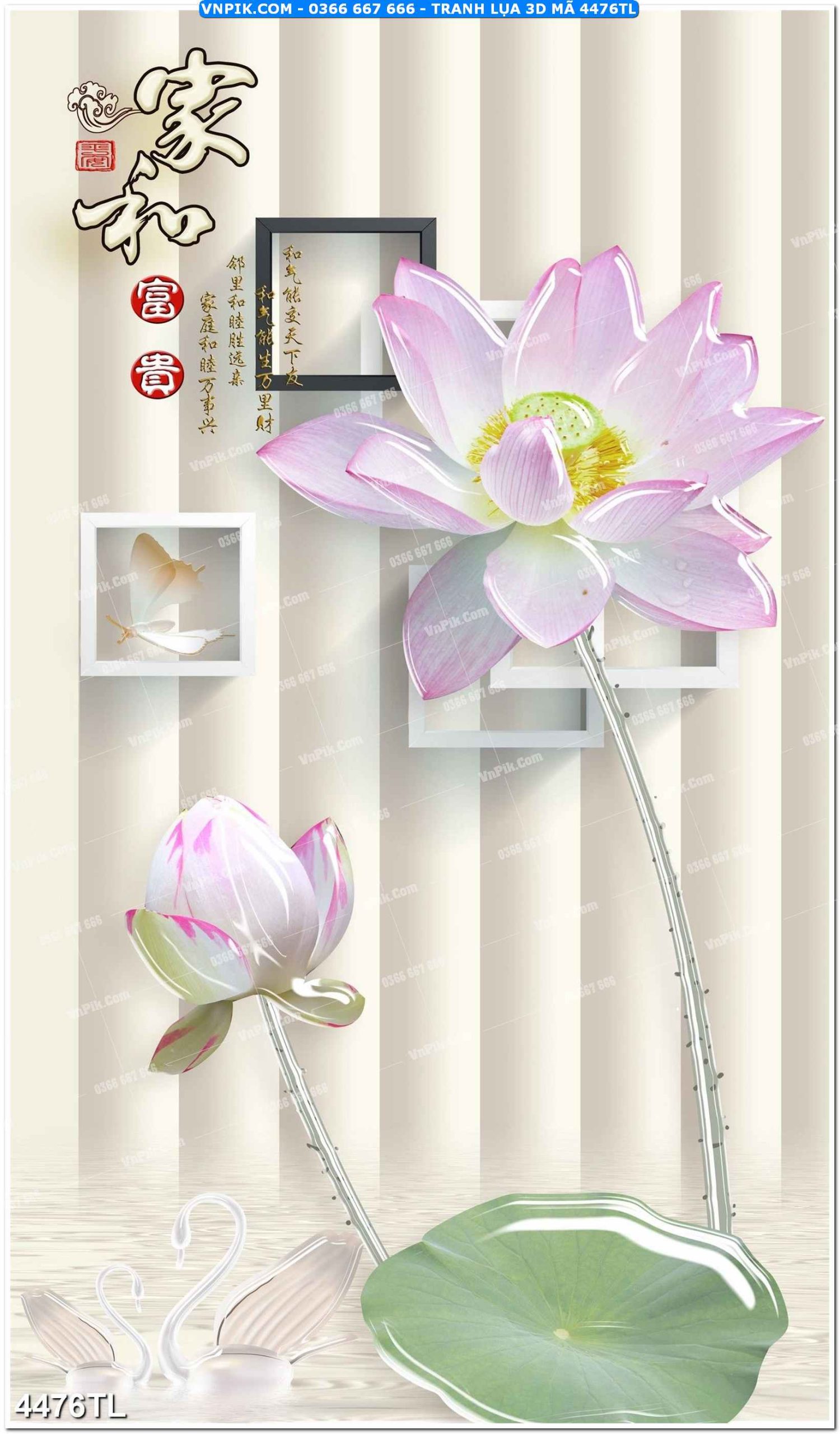 Tranh lụa 3D – Tranh trang trí dán tường 4476TL