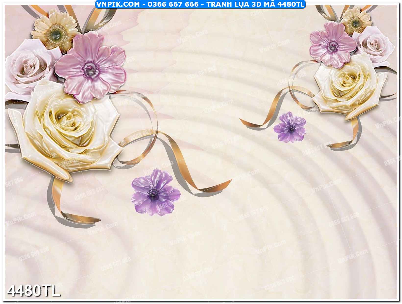 Tranh lụa 3D – Tranh trang trí dán tường 4480TL