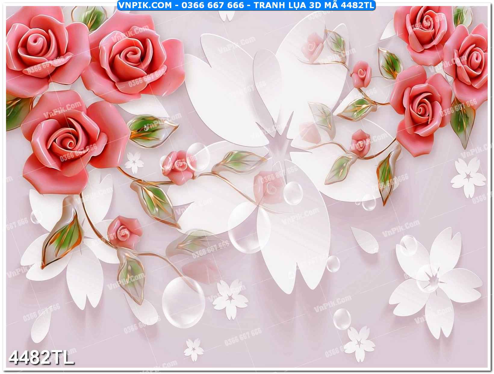 Tranh lụa 3D – Tranh trang trí dán tường 4482TL