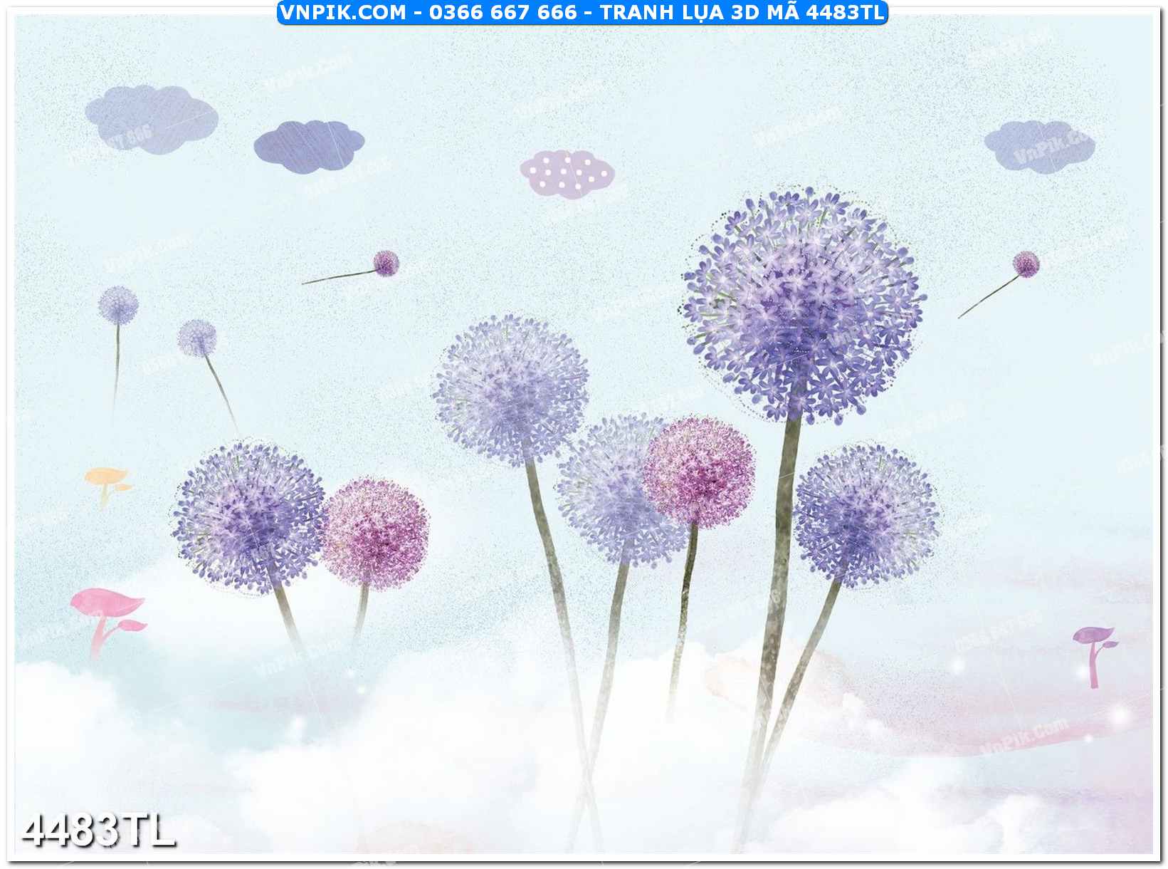 Tranh lụa 3D – Tranh trang trí dán tường 4483TL