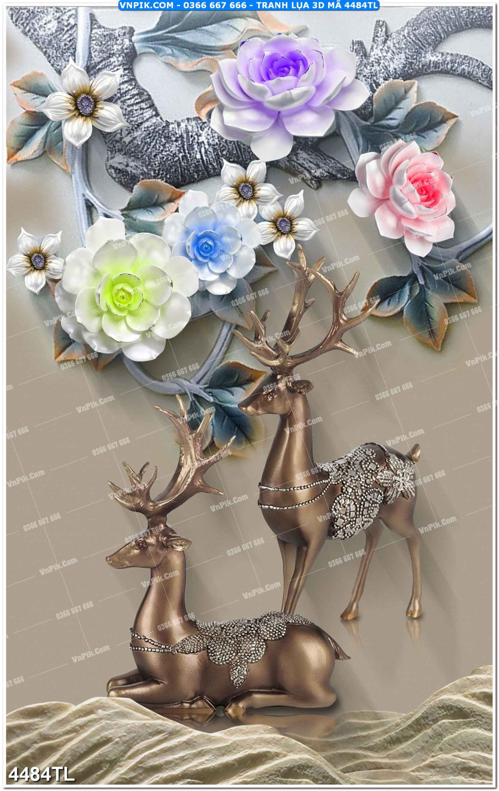 Tranh lụa 3D – Tranh trang trí dán tường 4484TL