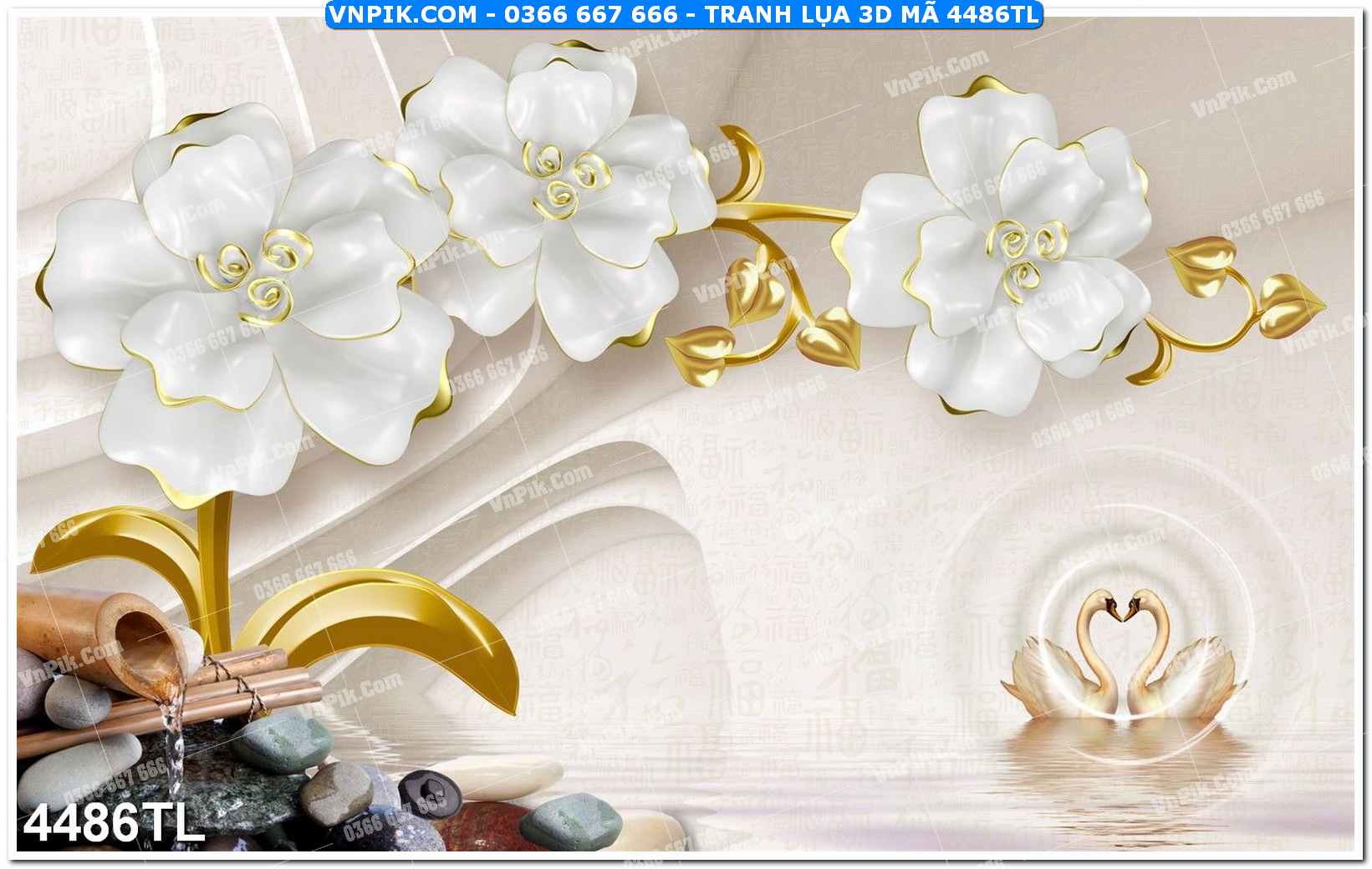 Tranh lụa 3D – Tranh trang trí dán tường 4486TL