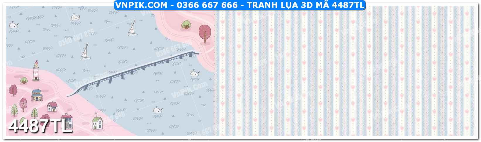 Tranh lụa 3D – Tranh trang trí dán tường 4487TL