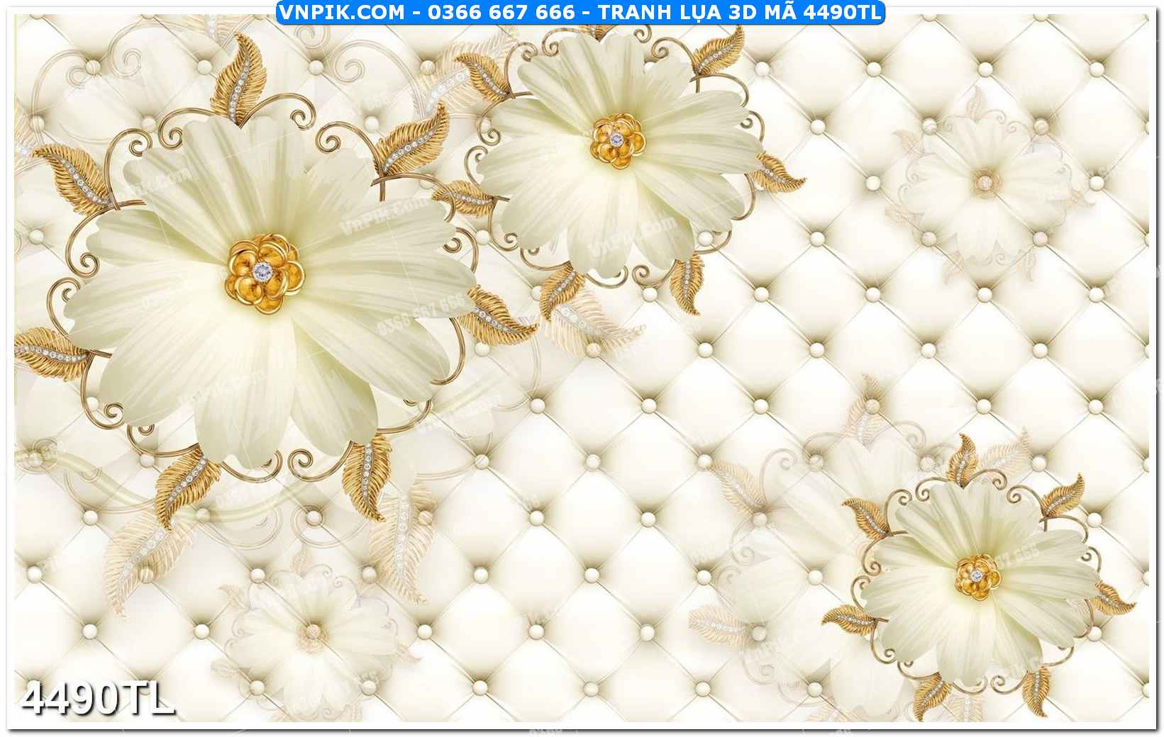 Tranh lụa 3D – Tranh trang trí dán tường 4490TL