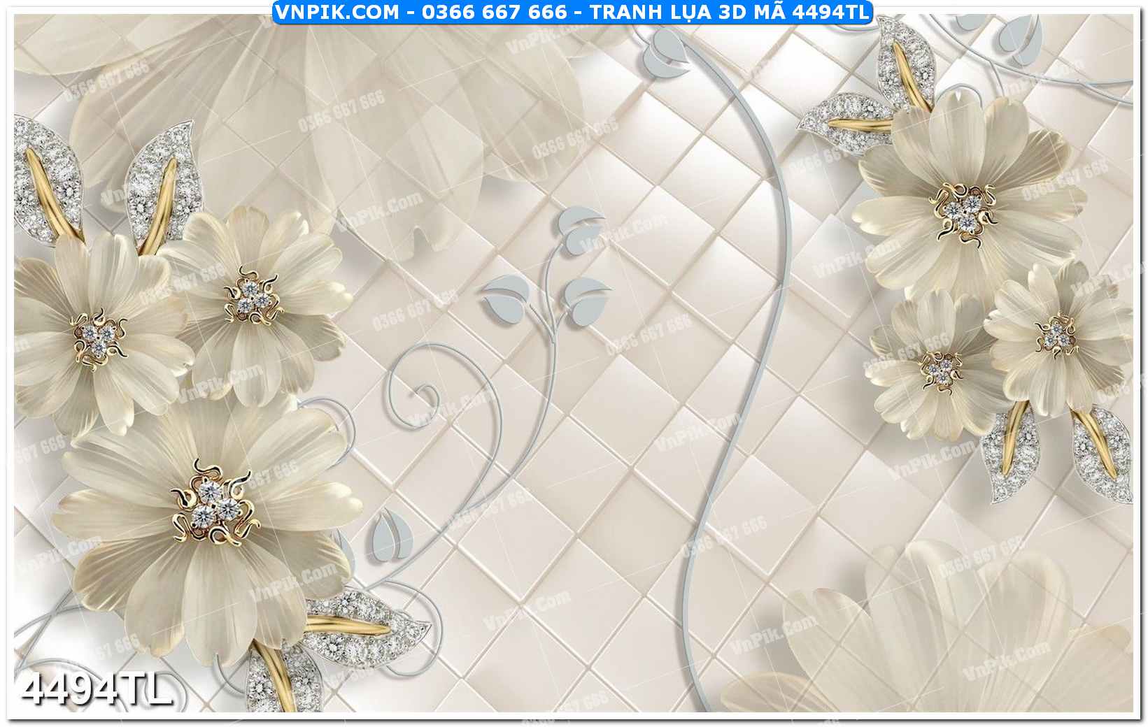 Tranh lụa 3D – Tranh trang trí dán tường 4494TL