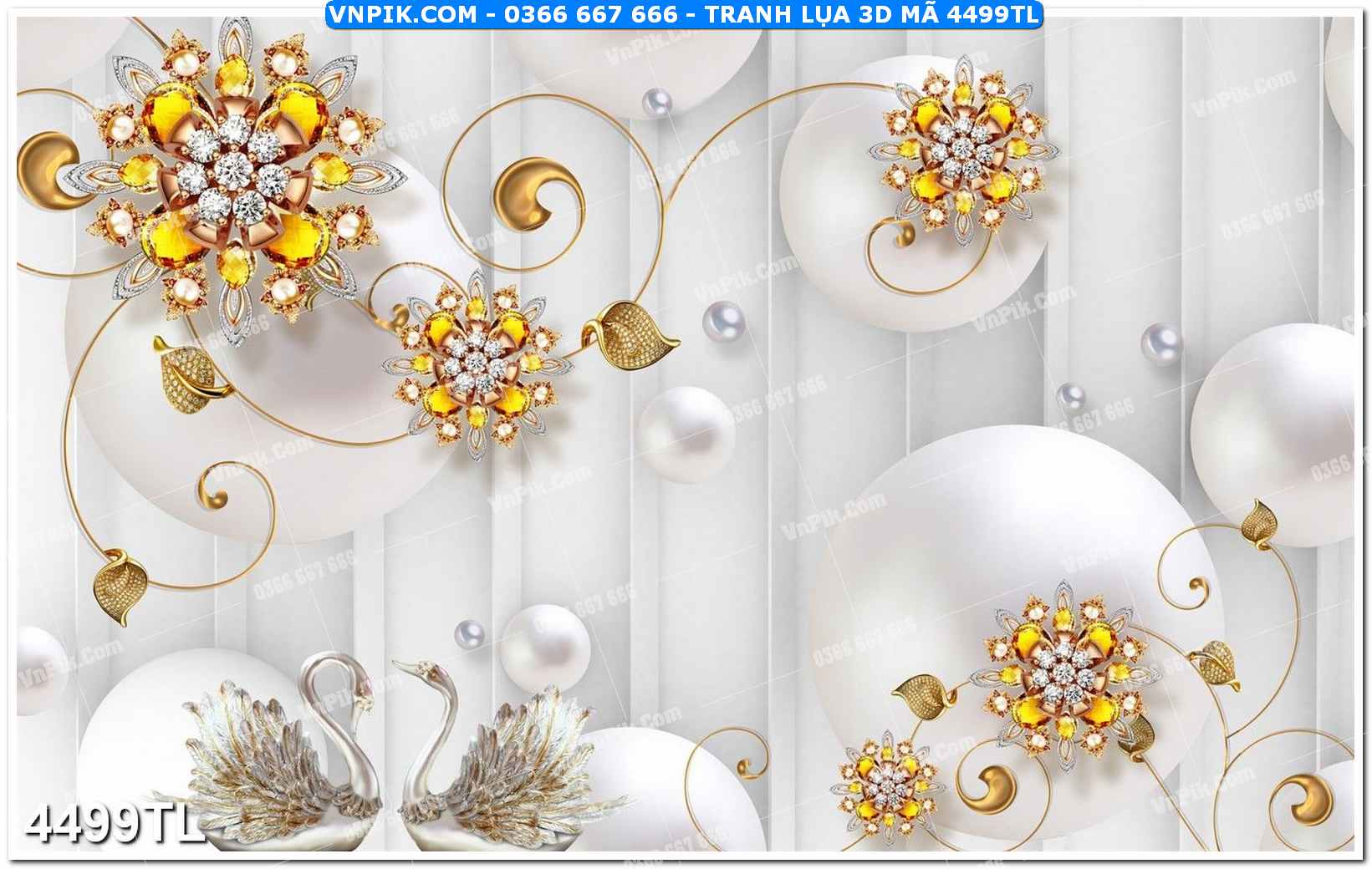 Tranh lụa 3D – Tranh trang trí dán tường 4499TL