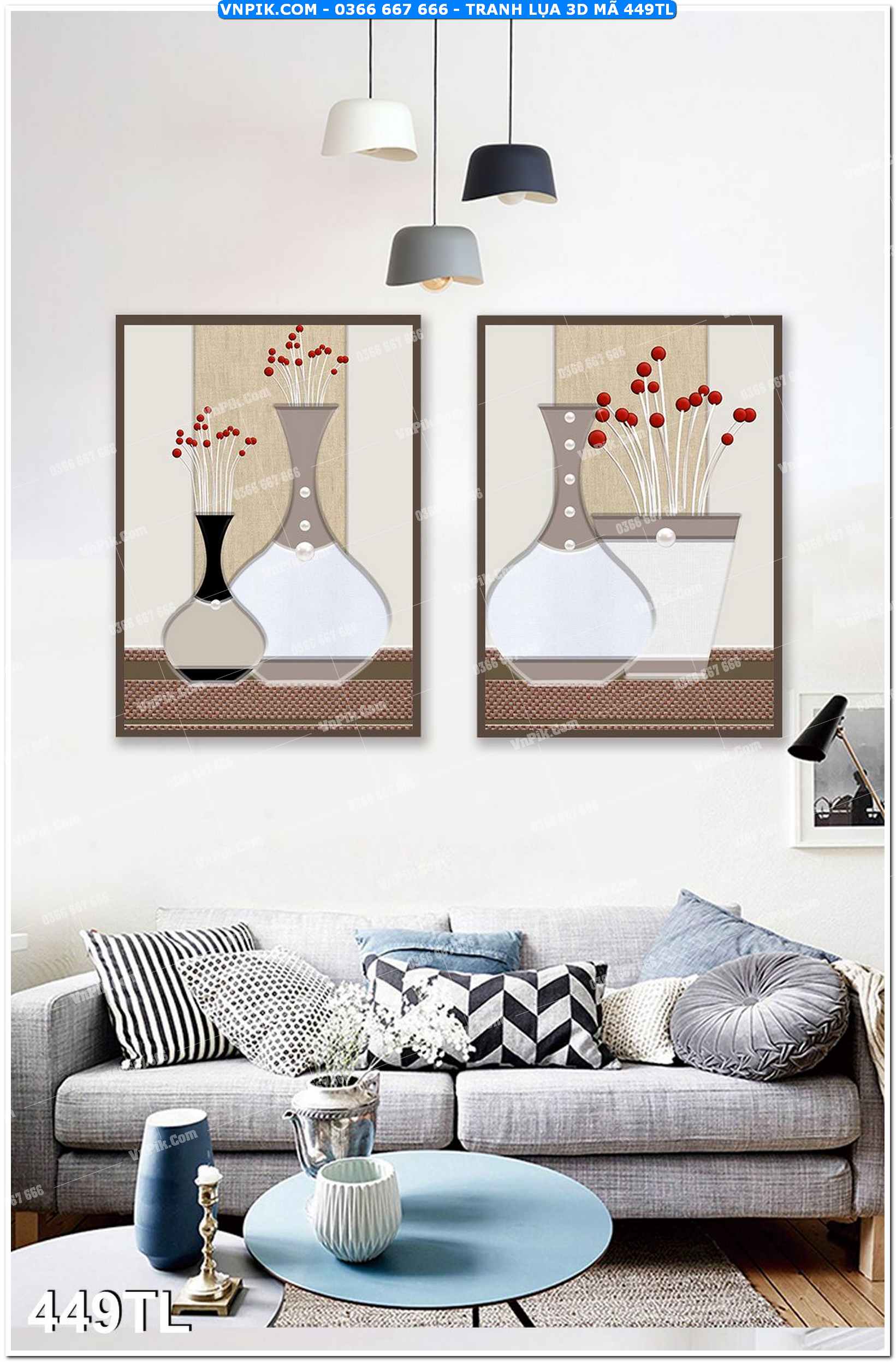 Tranh lụa 3D – Tranh trang trí dán tường 449TL