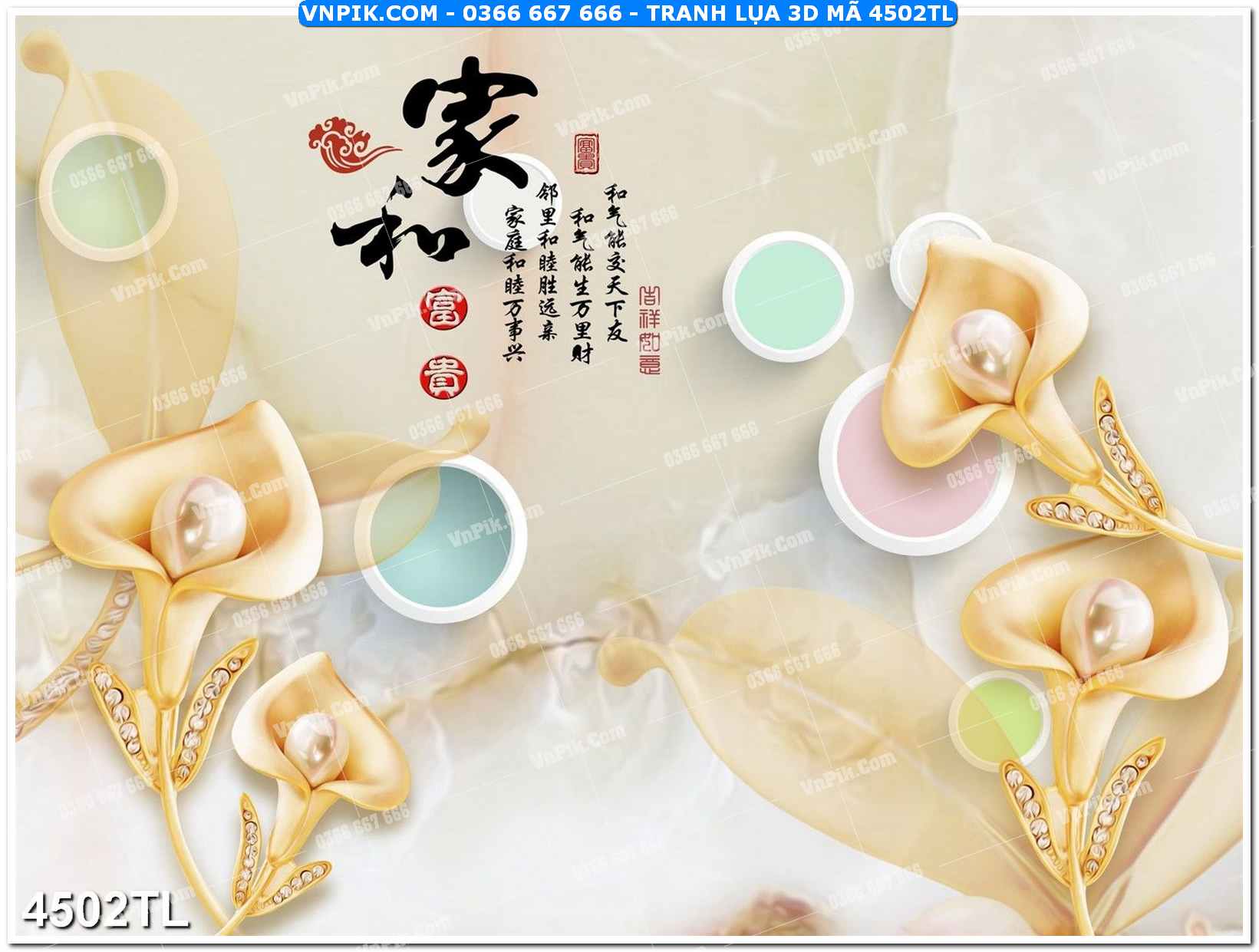 Tranh lụa 3D – Tranh trang trí dán tường 4502TL