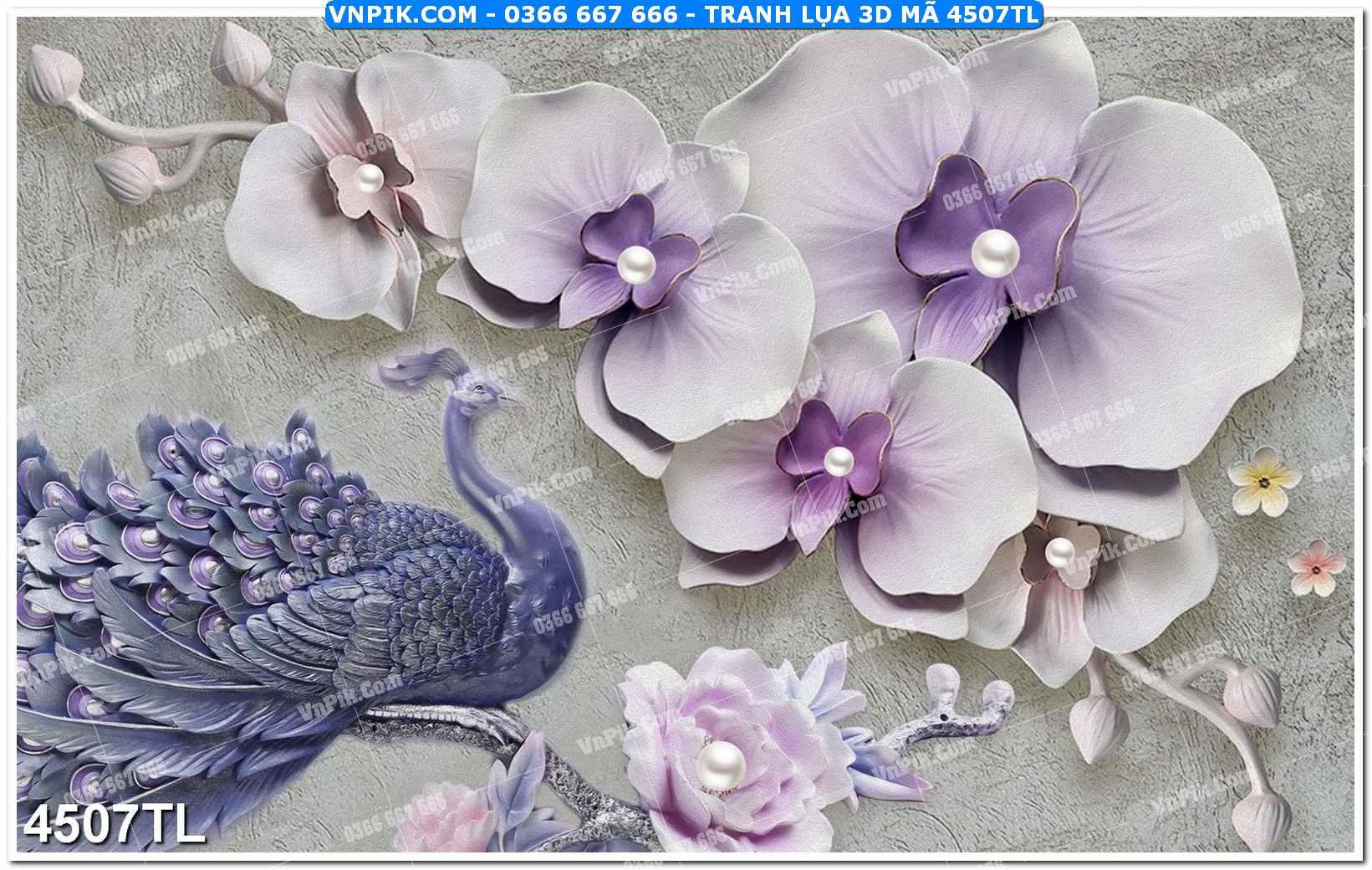 Tranh lụa 3D – Tranh trang trí dán tường 4507TL