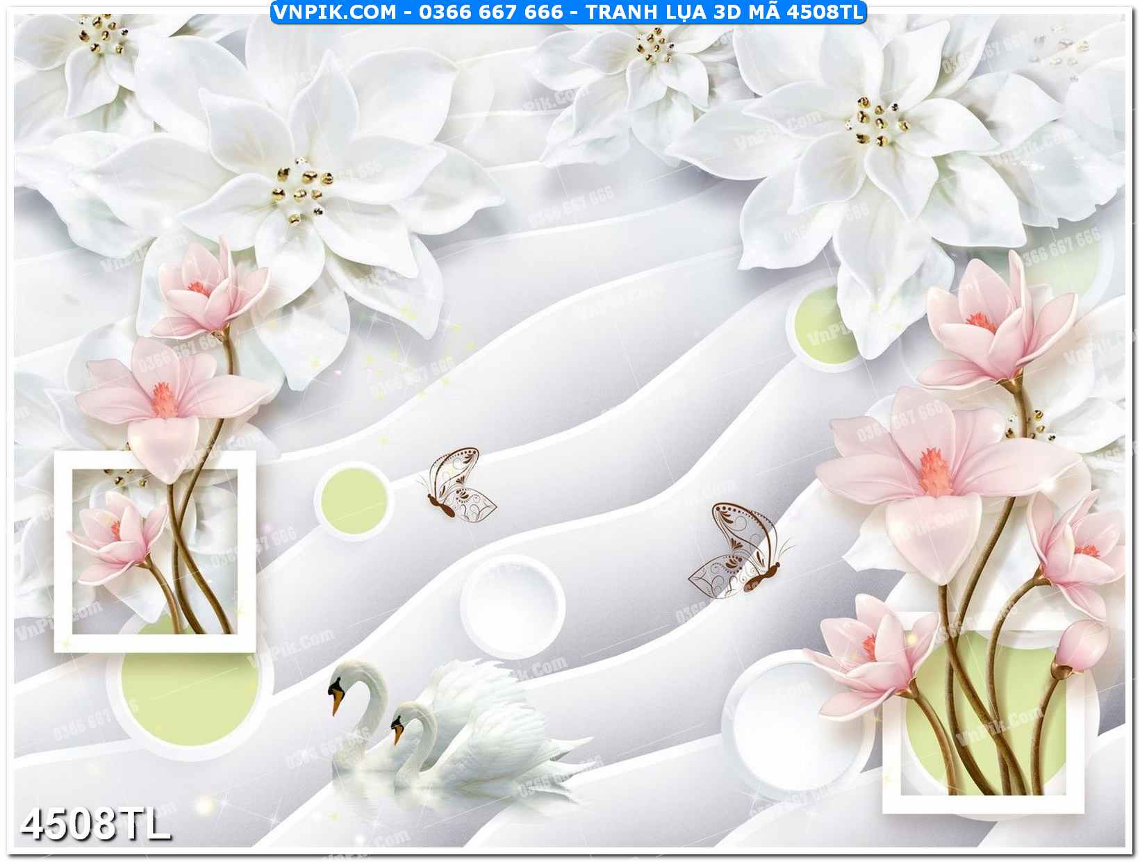 Tranh lụa 3D – Tranh trang trí dán tường 4508TL