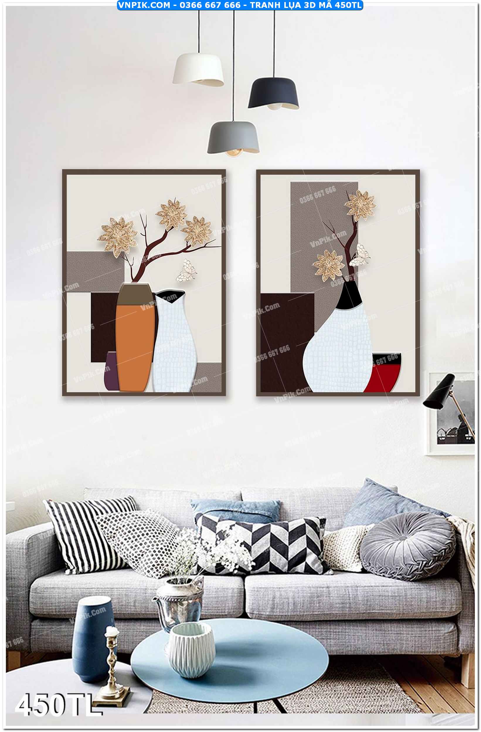 Tranh lụa 3D – Tranh trang trí dán tường 450TL
