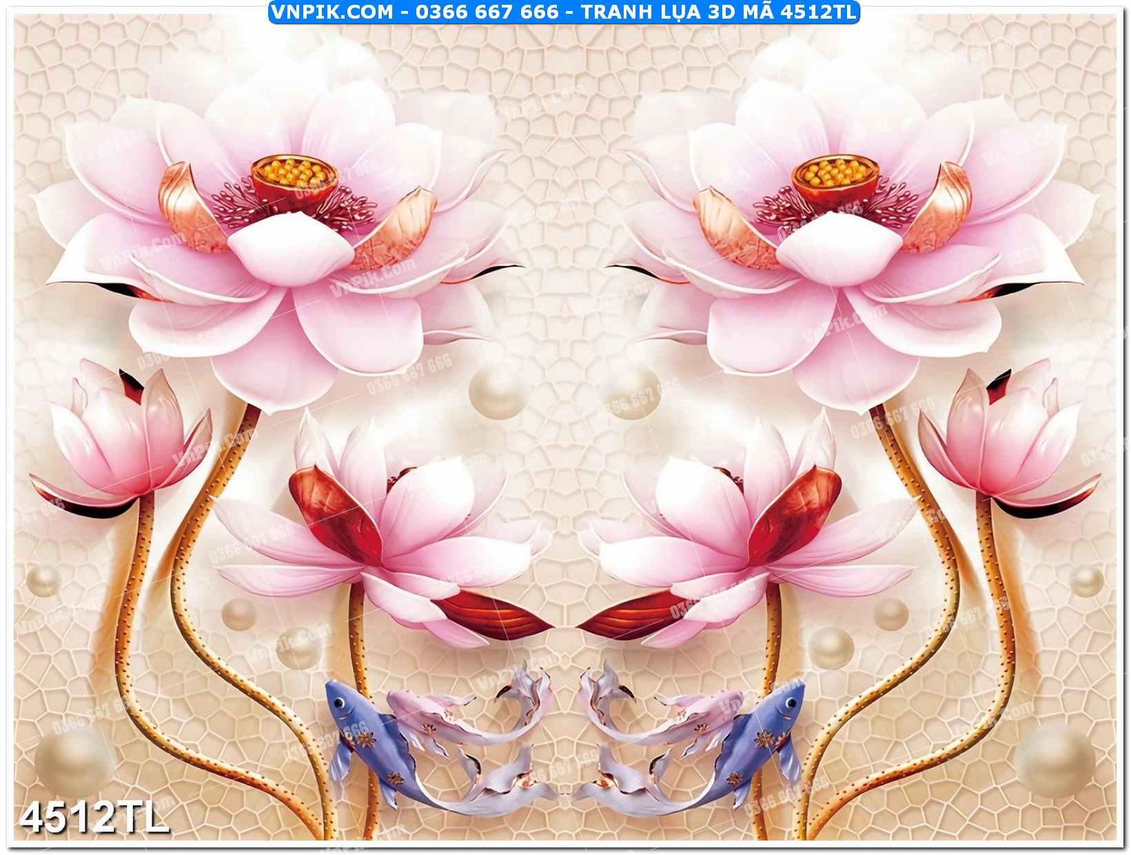 Tranh lụa 3D – Tranh trang trí dán tường 4512TL