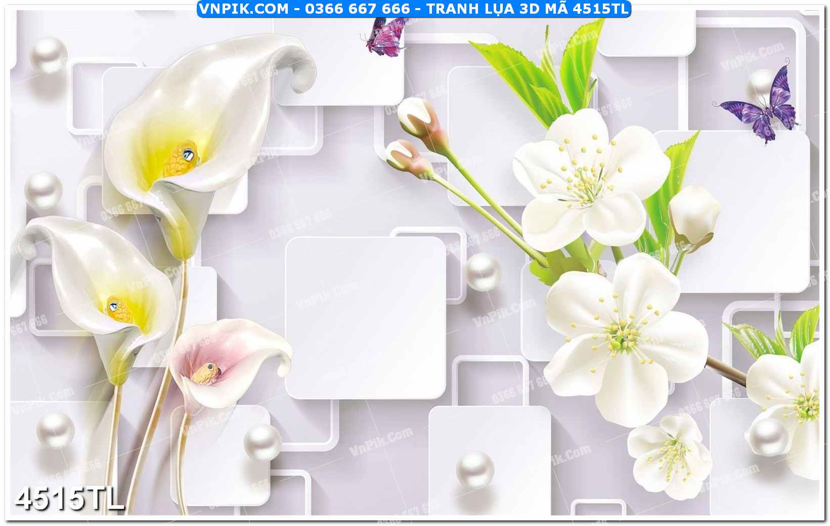 Tranh lụa 3D – Tranh trang trí dán tường 4515TL