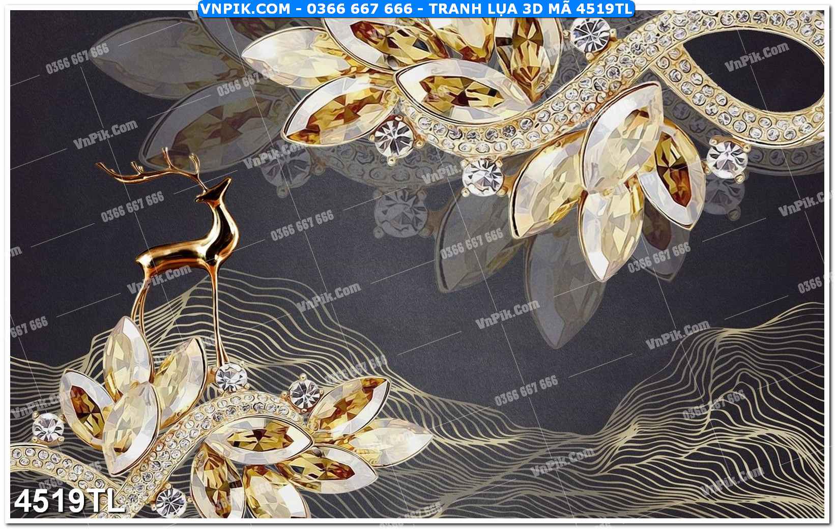 Tranh lụa 3D – Tranh trang trí dán tường 4519TL