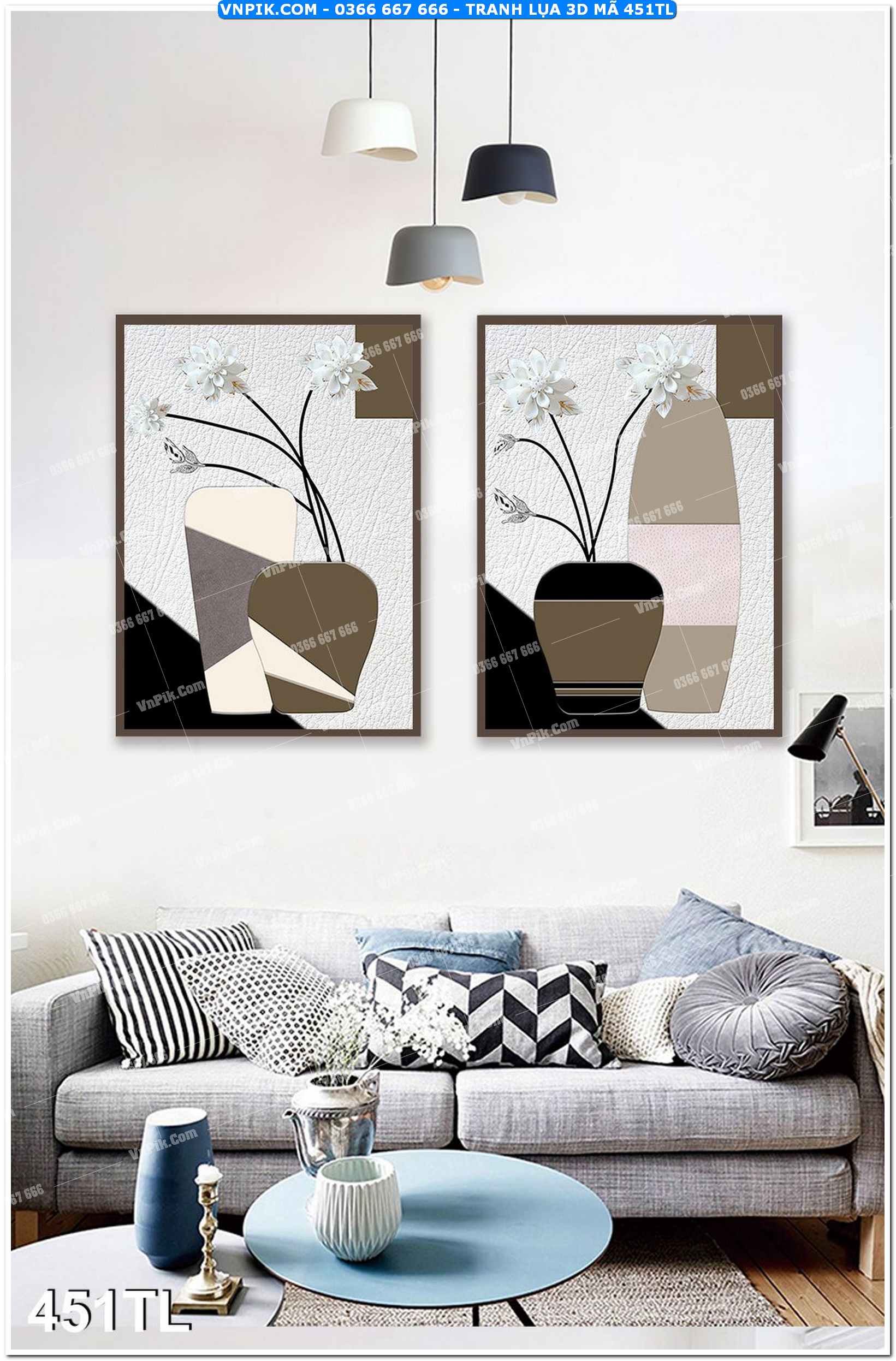 Tranh lụa 3D – Tranh trang trí dán tường 451TL
