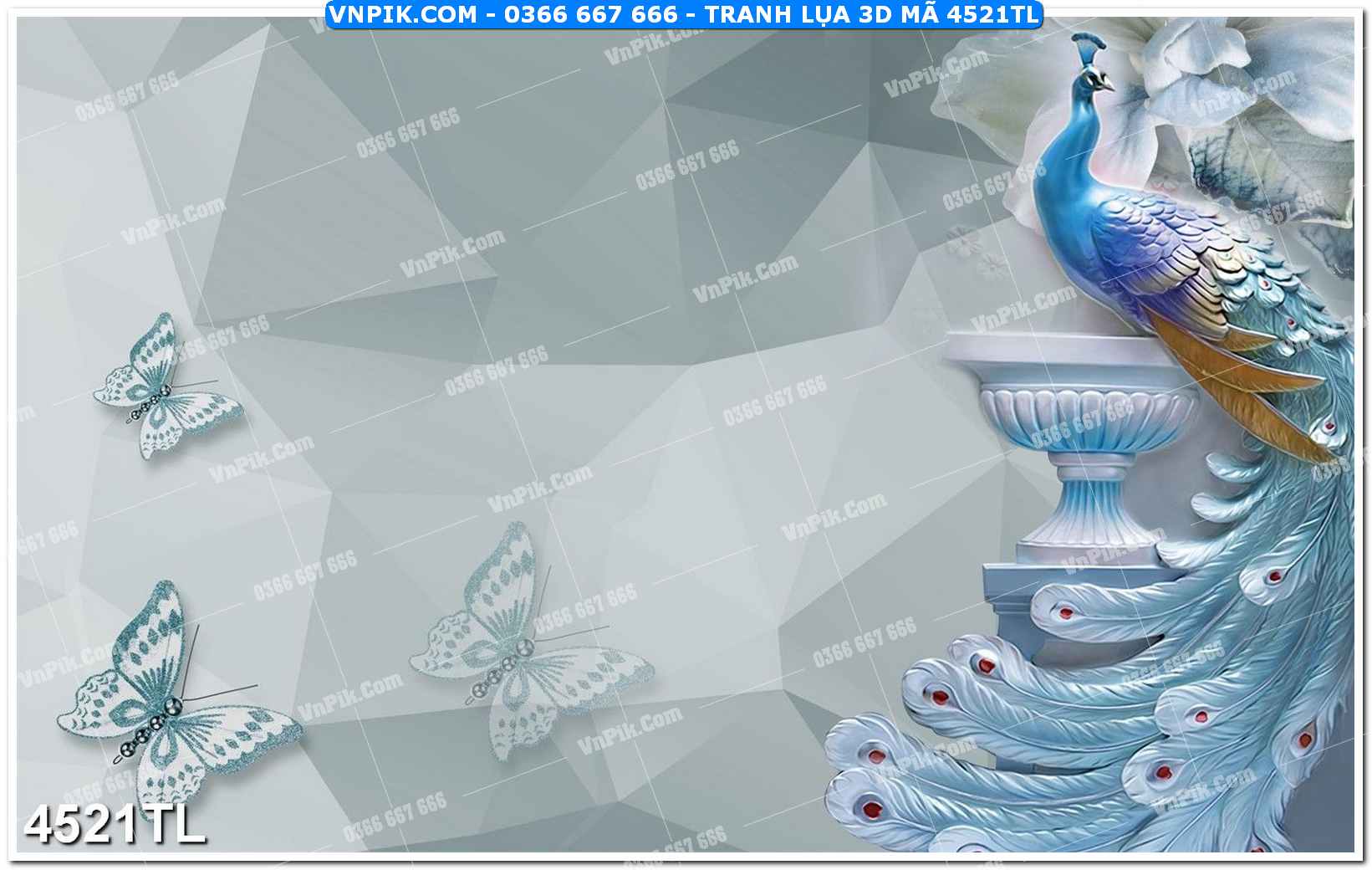 Tranh lụa 3D – Tranh trang trí dán tường 4521TL