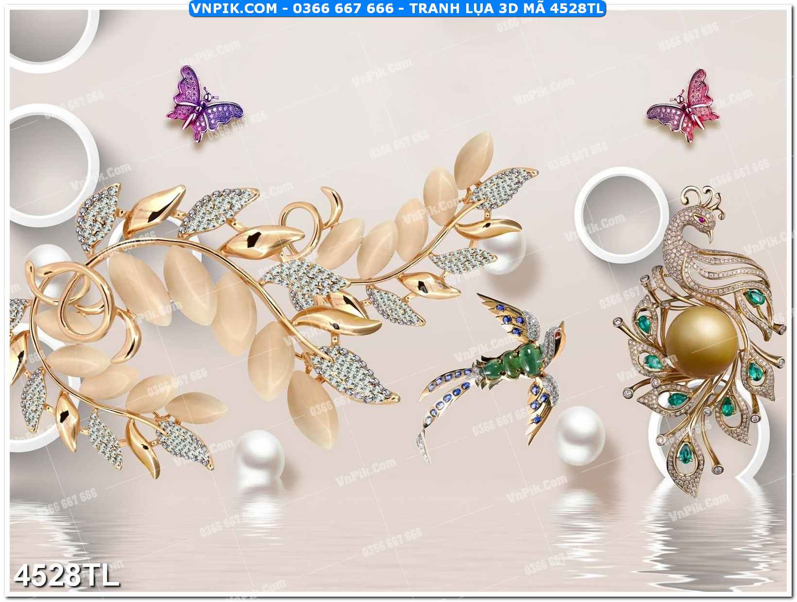 Tranh lụa 3D – Tranh trang trí dán tường 4528TL