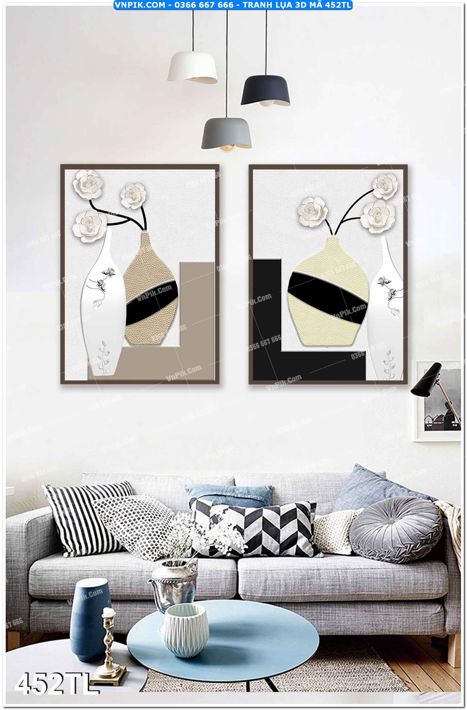 Tranh lụa 3D – Tranh trang trí dán tường 452TL