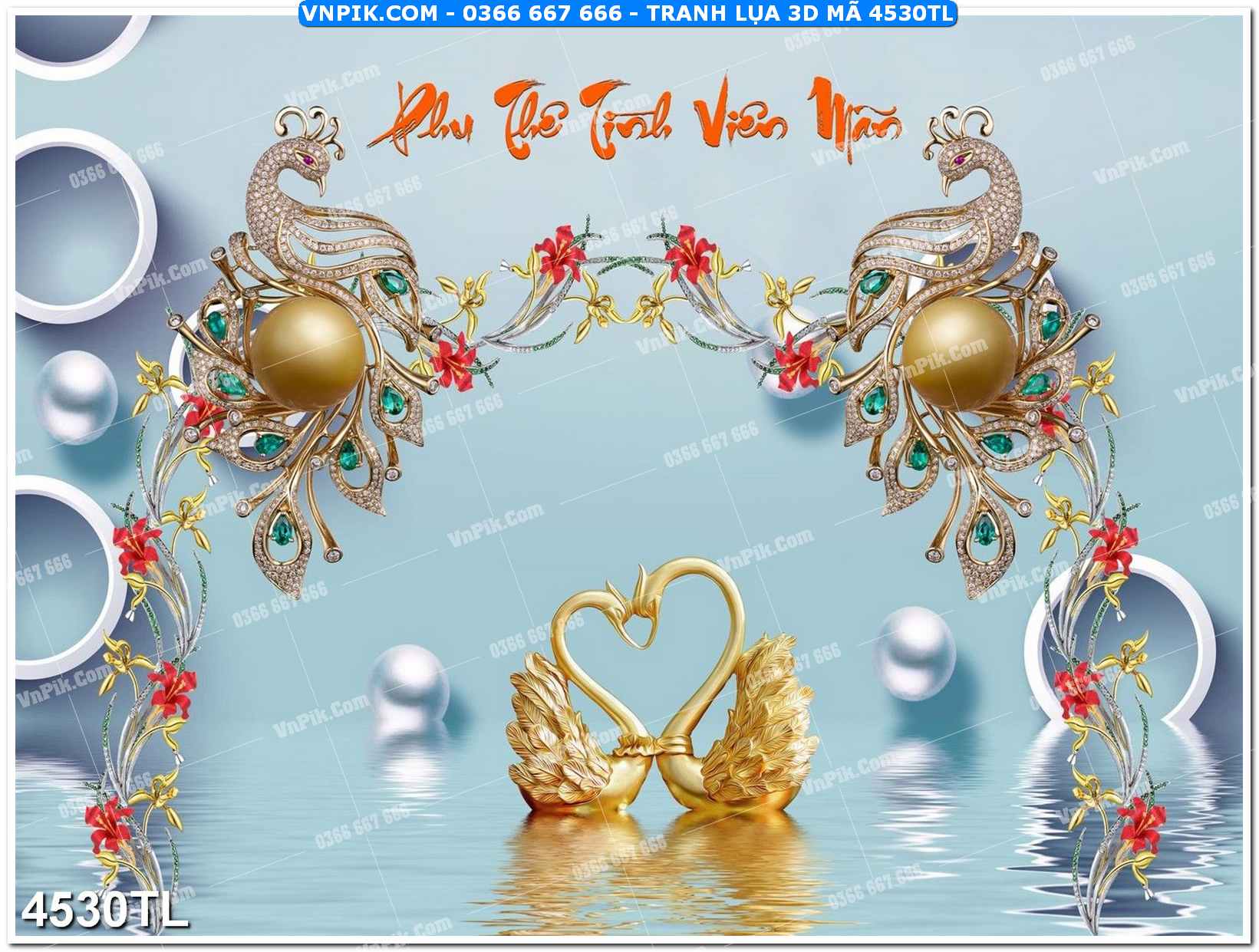 Tranh lụa 3D – Tranh trang trí dán tường 4530TL