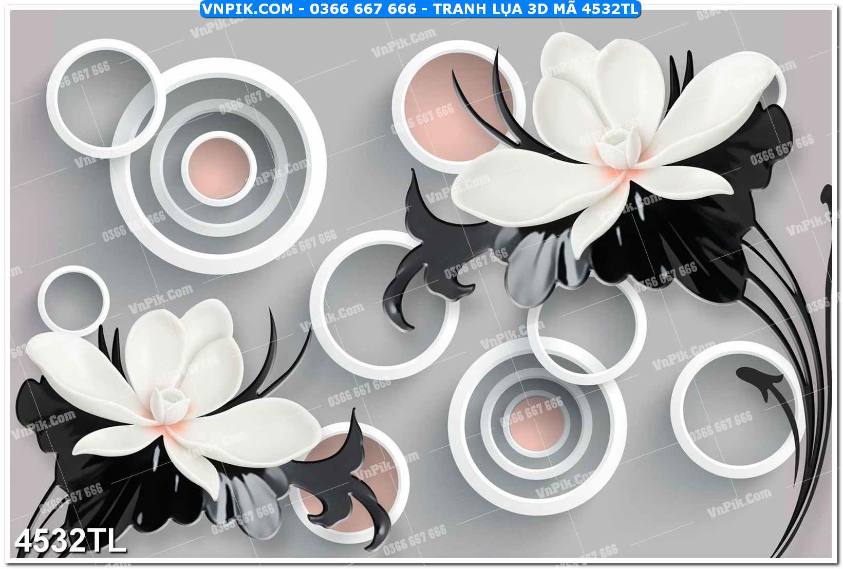 Tranh lụa 3D – Tranh trang trí dán tường 4532TL