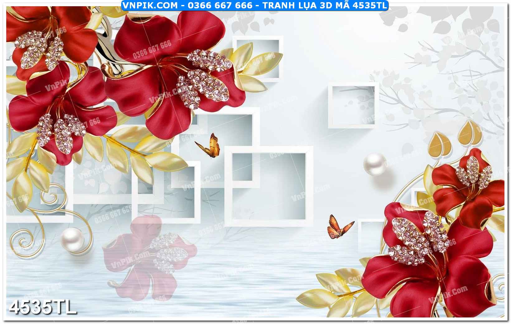Tranh lụa 3D – Tranh trang trí dán tường 4535TL
