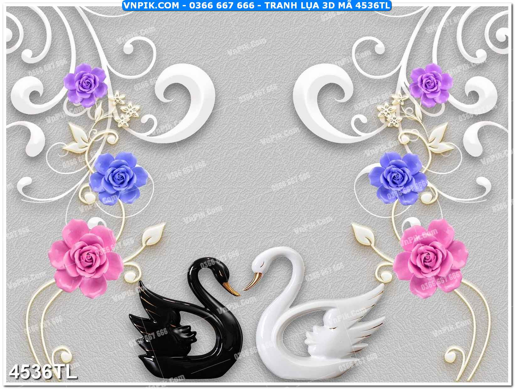 Tranh lụa 3D – Tranh trang trí dán tường 4536TL