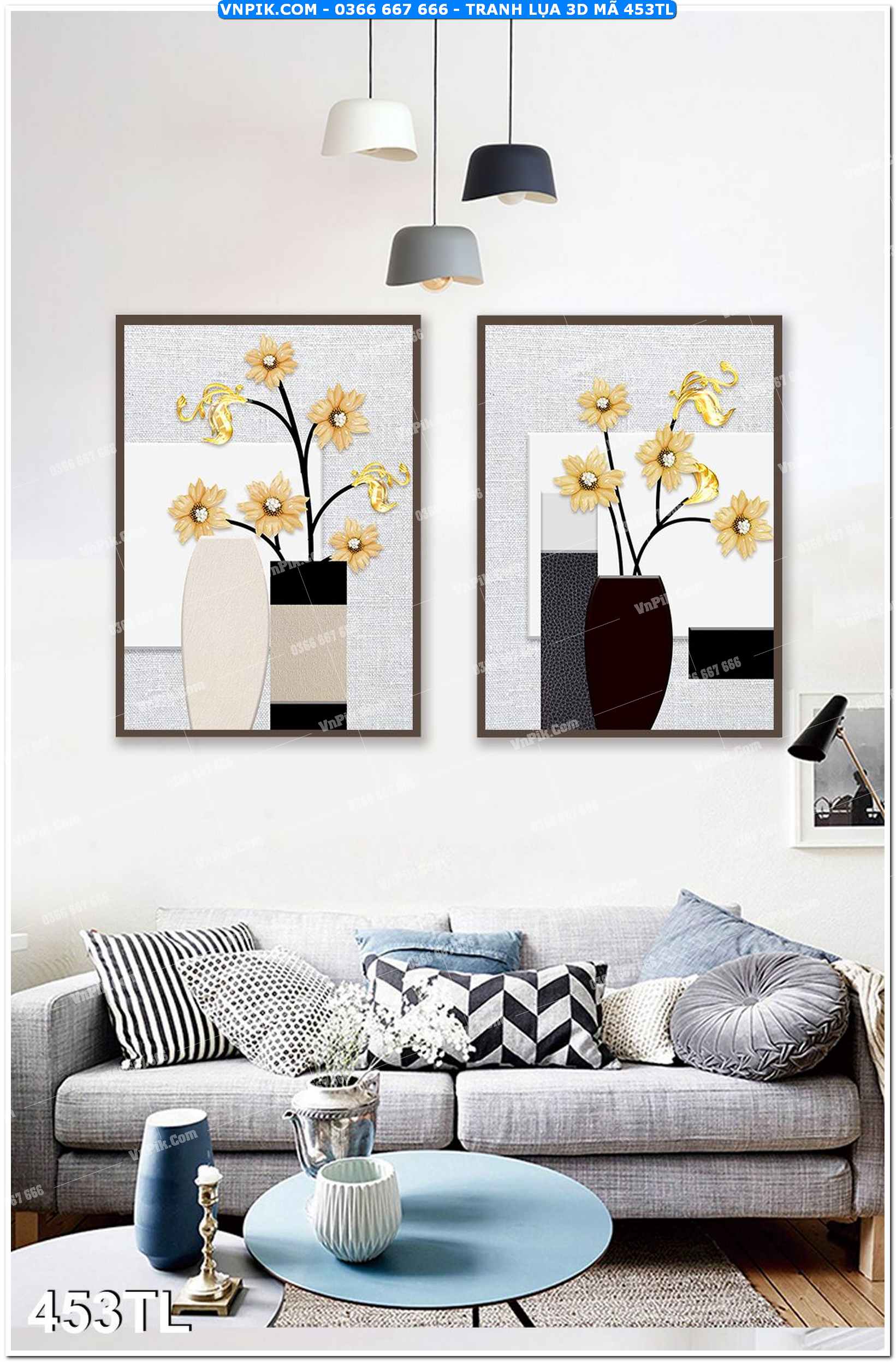 Tranh lụa 3D – Tranh trang trí dán tường 453TL