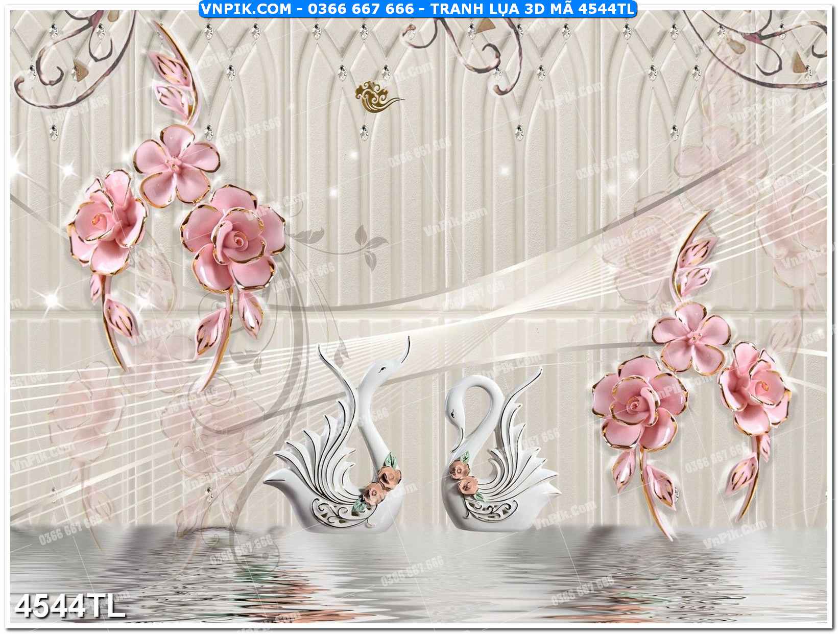 Tranh lụa 3D – Tranh trang trí dán tường 4544TL