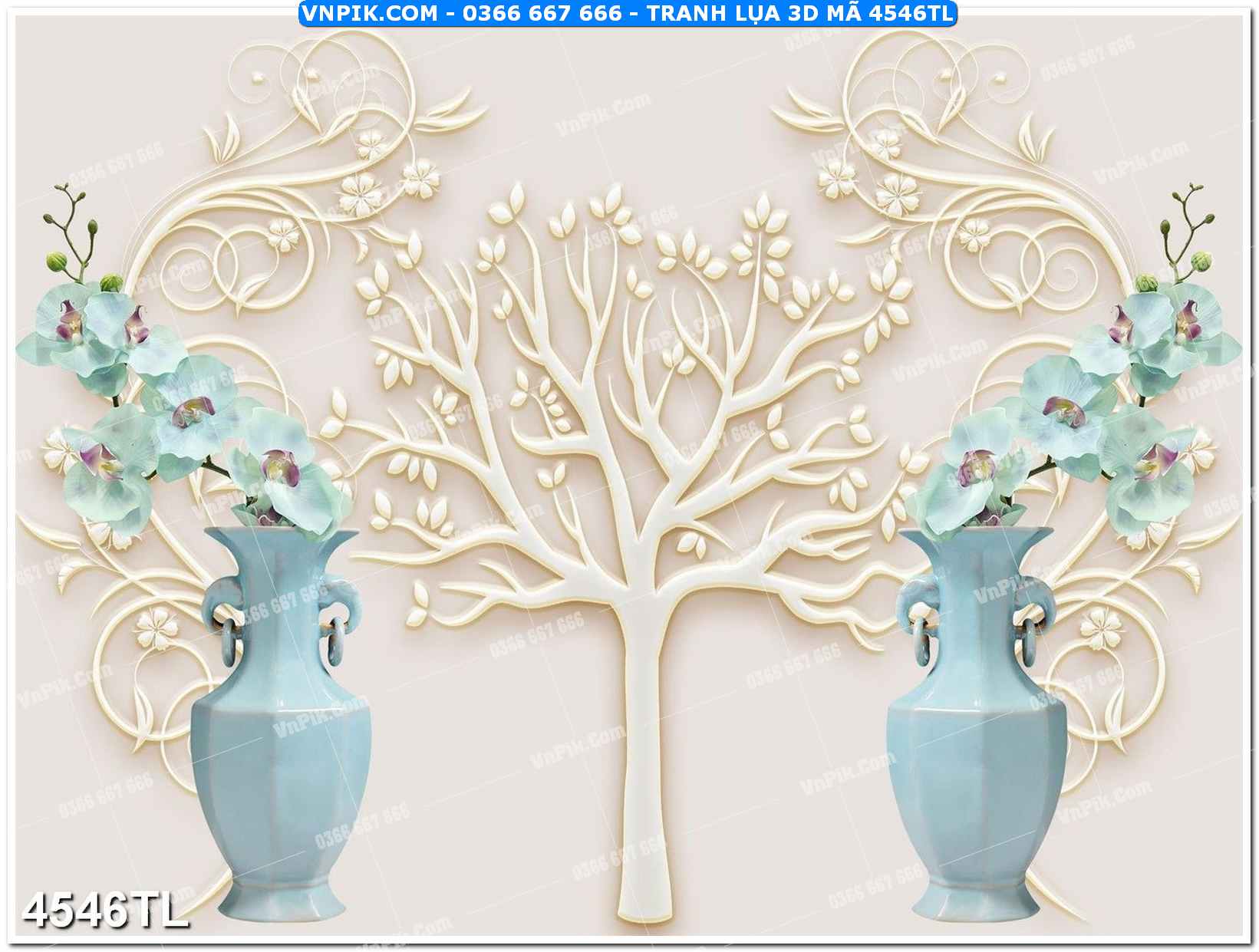 Tranh lụa 3D – Tranh trang trí dán tường 4546TL