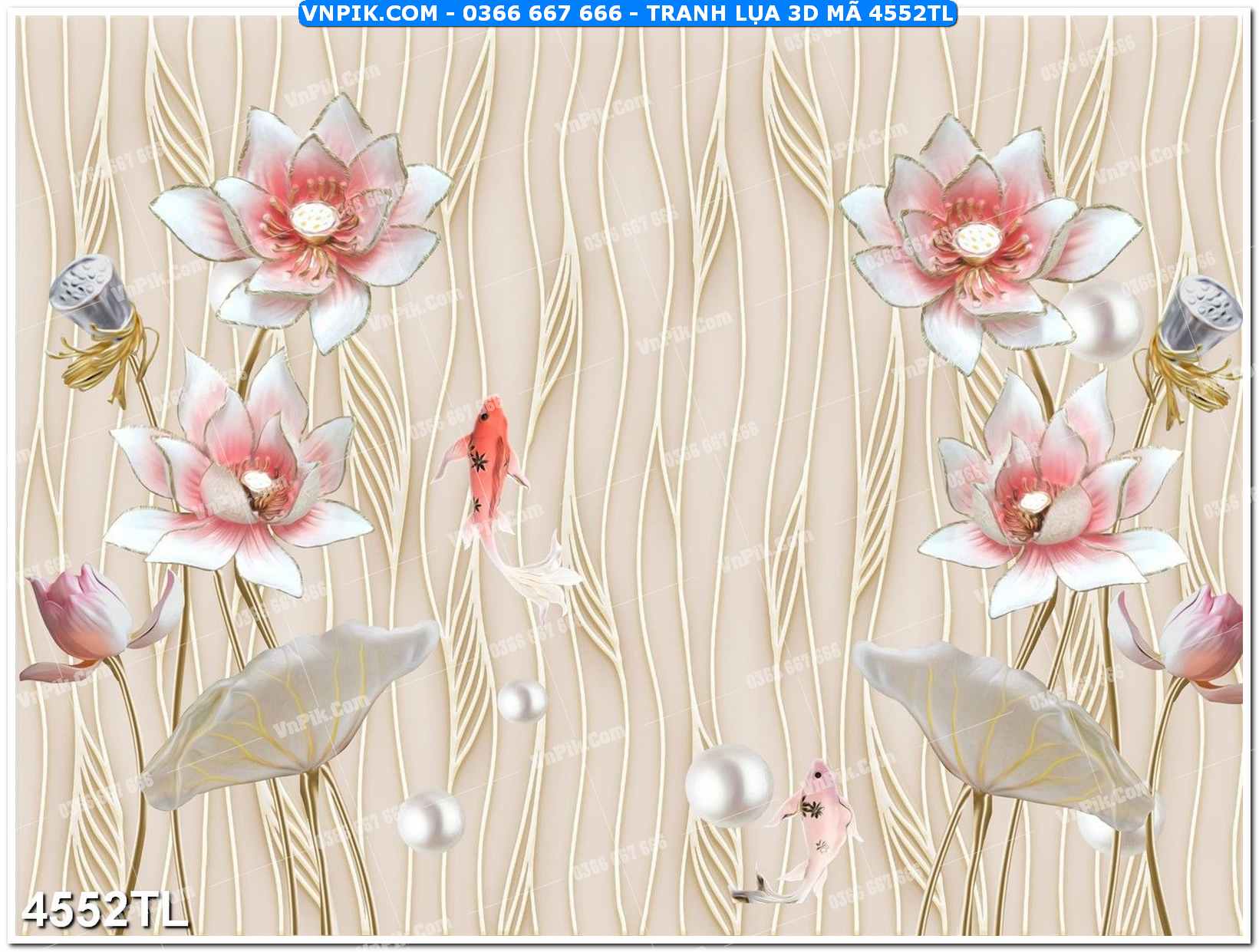 Tranh lụa 3D – Tranh trang trí dán tường 4552TL