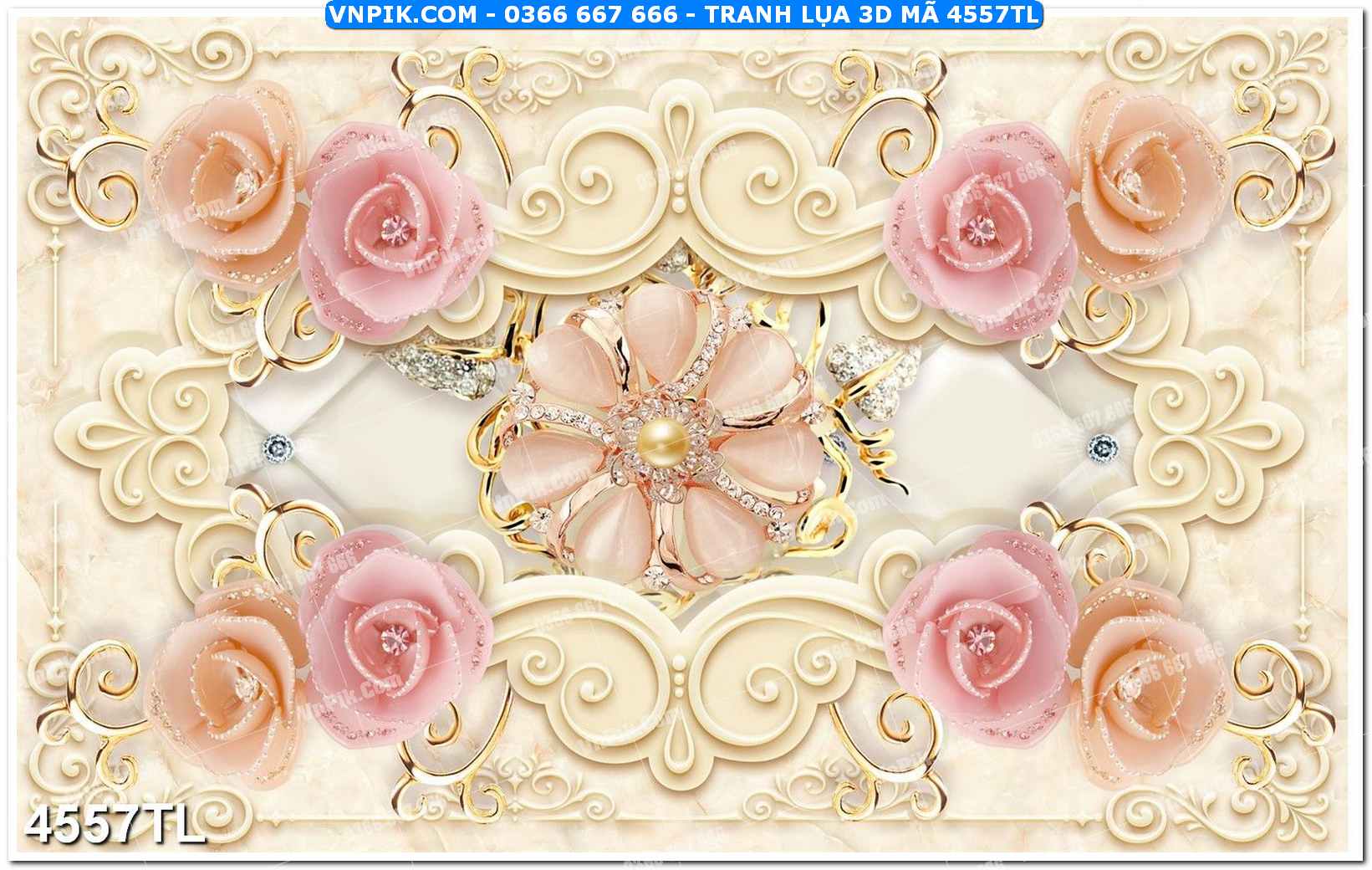 Tranh lụa 3D – Tranh trang trí dán tường 4557TL