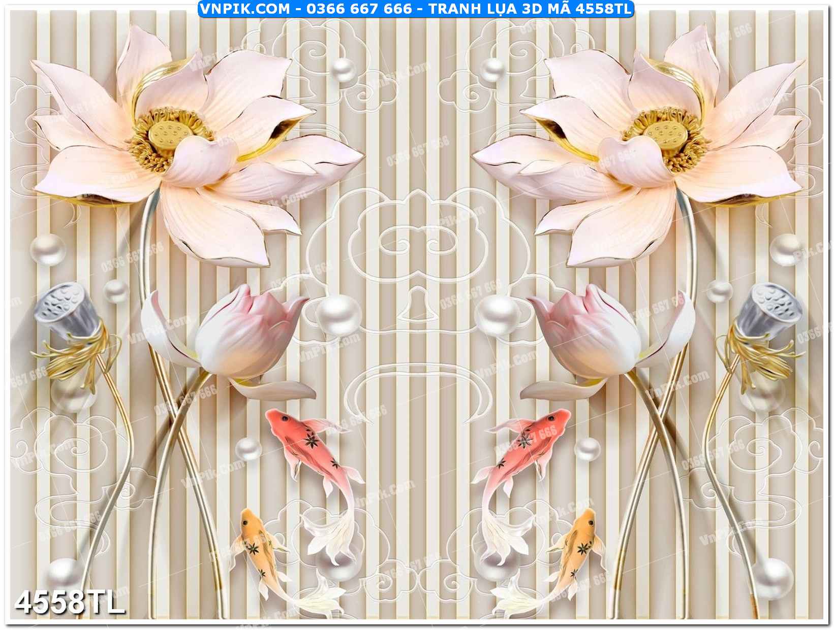 Tranh lụa 3D – Tranh trang trí dán tường 4558TL