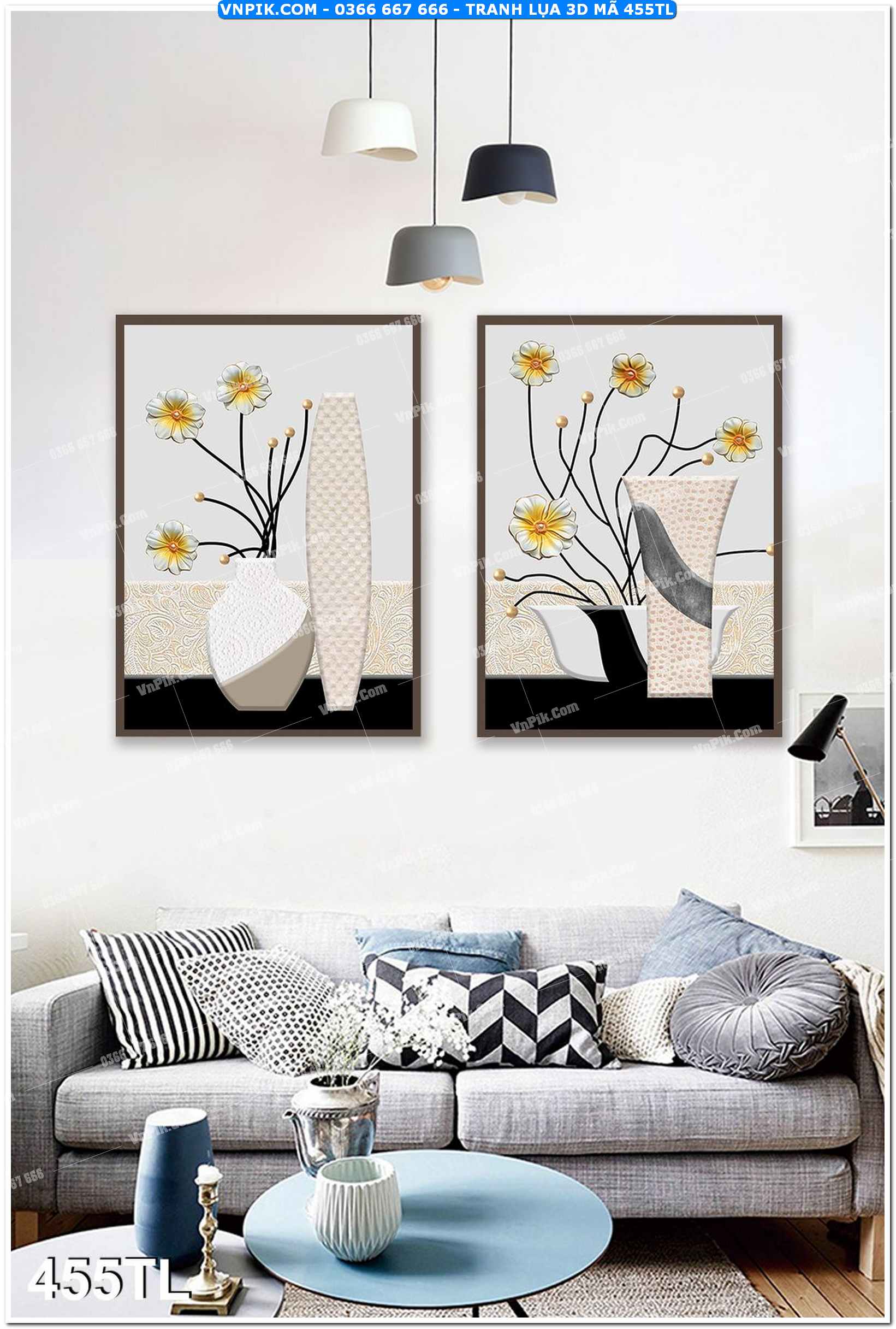 Tranh lụa 3D – Tranh trang trí dán tường 455TL