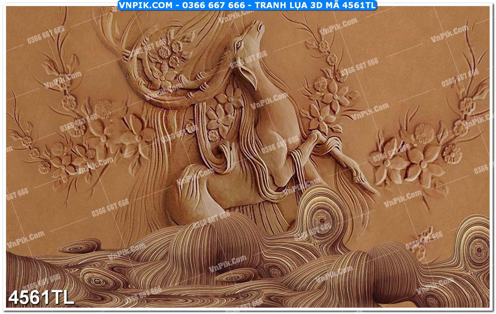 Tranh lụa 3D – Tranh trang trí dán tường 4561TL