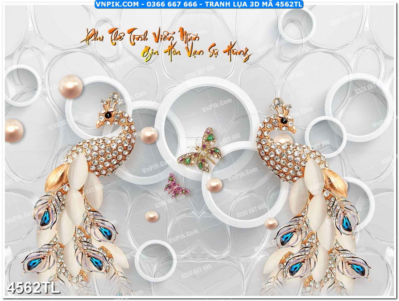 Tranh lụa 3D – Tranh trang trí dán tường 4562TL