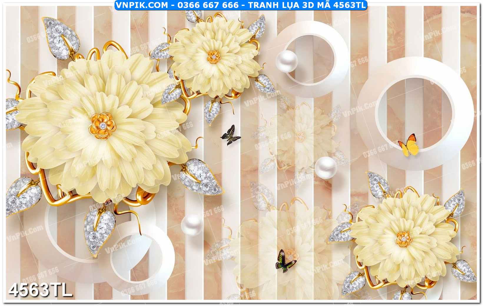 Tranh lụa 3D – Tranh trang trí dán tường 4563TL