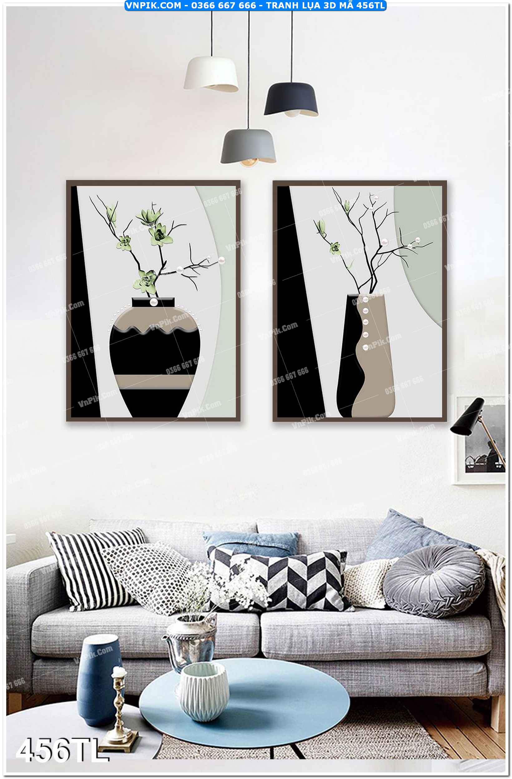 Tranh lụa 3D – Tranh trang trí dán tường 456TL