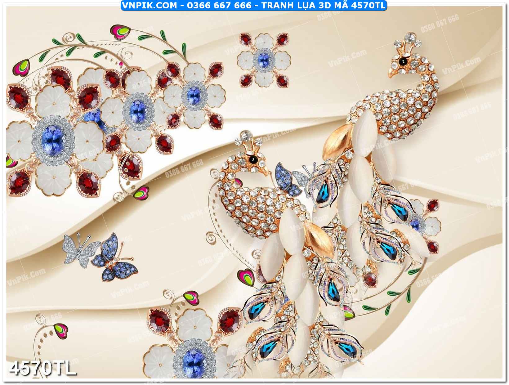 Tranh lụa 3D – Tranh trang trí dán tường 4570TL