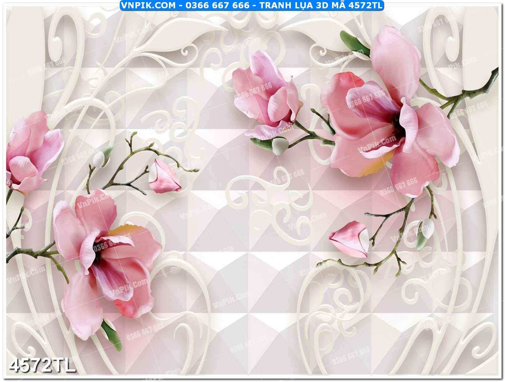 Tranh lụa 3D – Tranh trang trí dán tường 4572TL