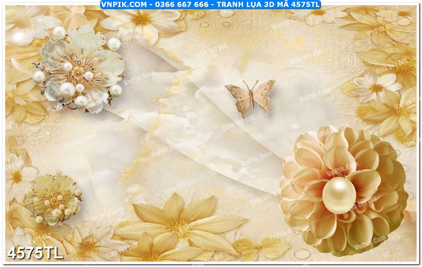 Tranh lụa 3D – Tranh trang trí dán tường 4575TL