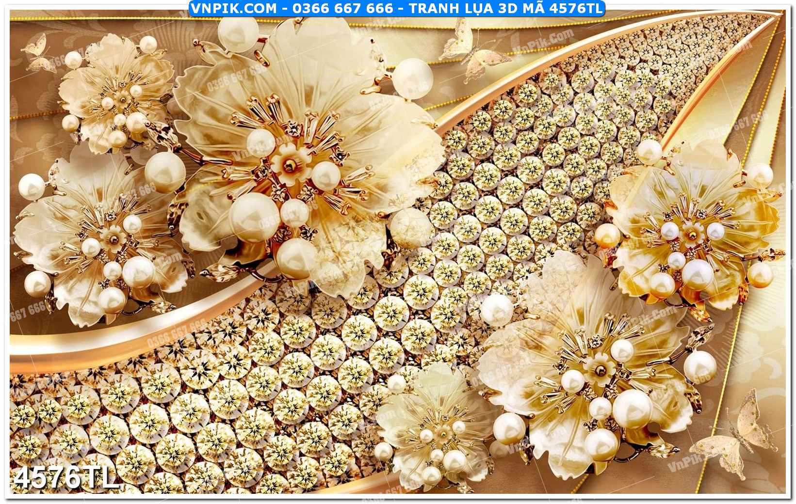 Tranh lụa 3D – Tranh trang trí dán tường 4576TL