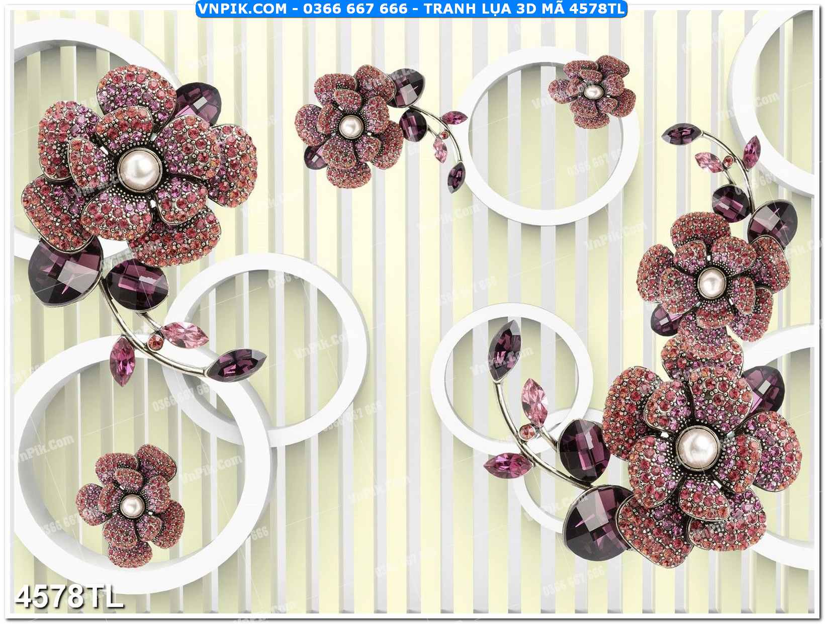 Tranh lụa 3D – Tranh trang trí dán tường 4578TL