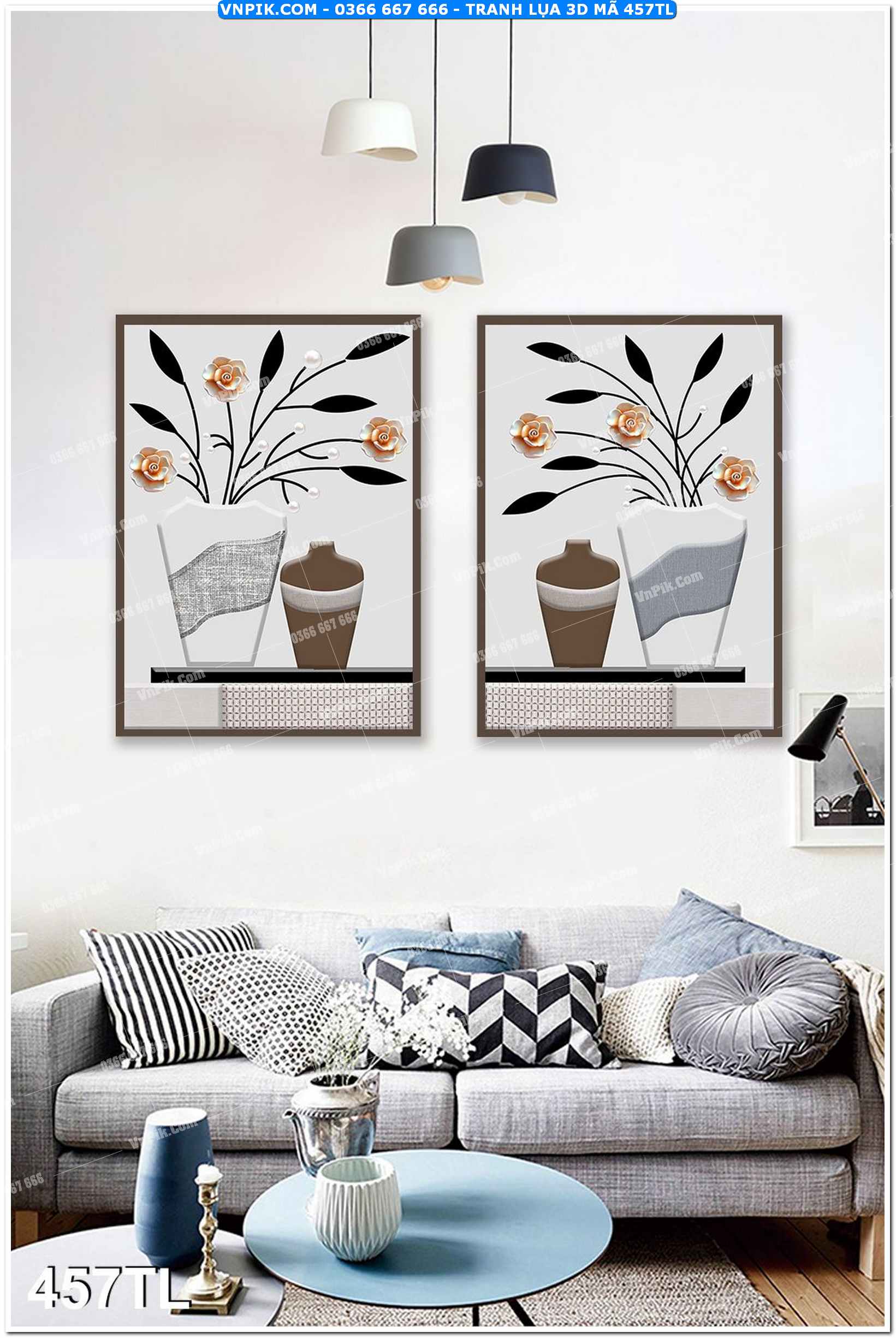 Tranh lụa 3D – Tranh trang trí dán tường 457TL