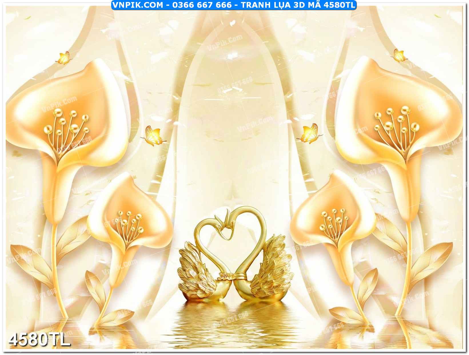 Tranh lụa 3D – Tranh trang trí dán tường 4580TL