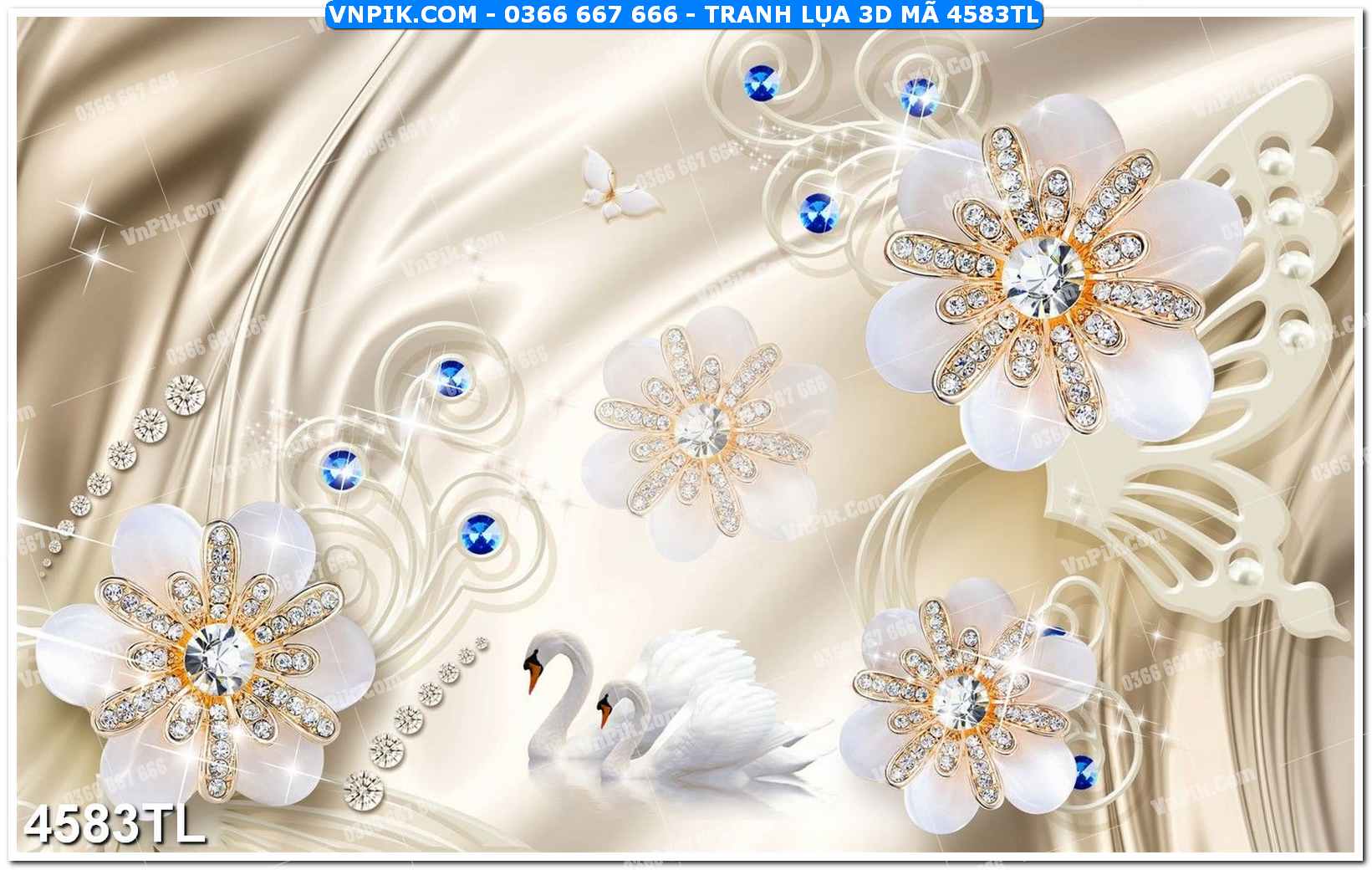 Tranh lụa 3D – Tranh trang trí dán tường 4583TL