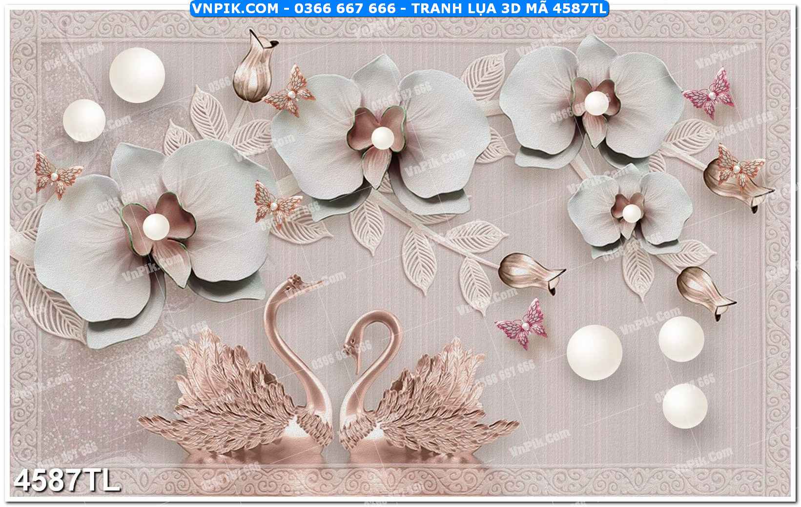 Tranh lụa 3D – Tranh trang trí dán tường 4587TL