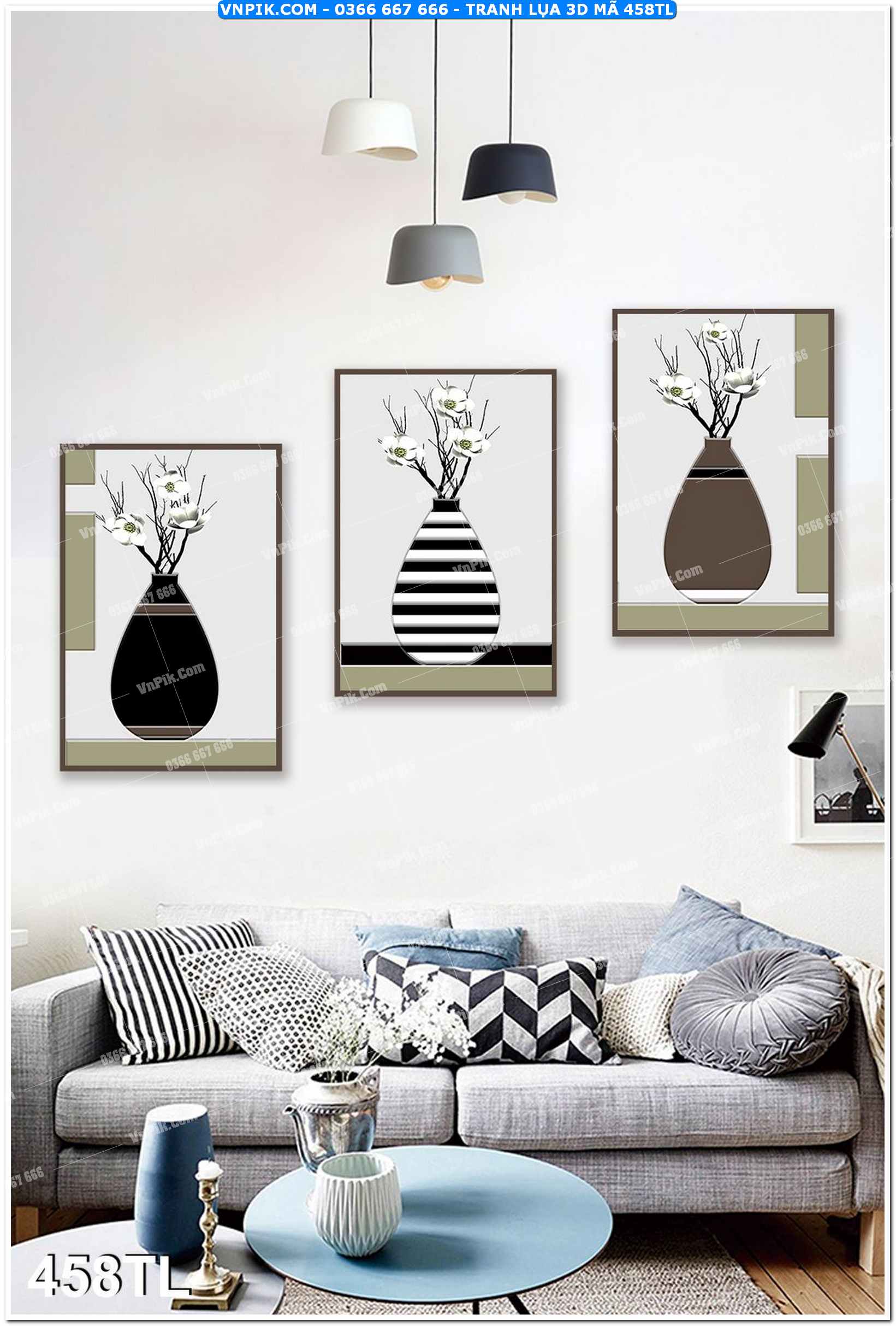 Tranh lụa 3D – Tranh trang trí dán tường 458TL