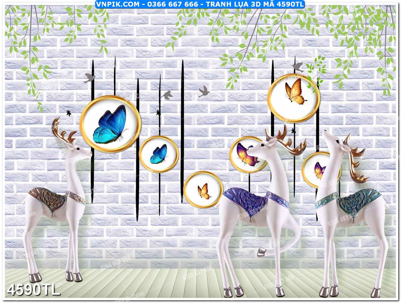 Tranh lụa 3D – Tranh trang trí dán tường 4590TL